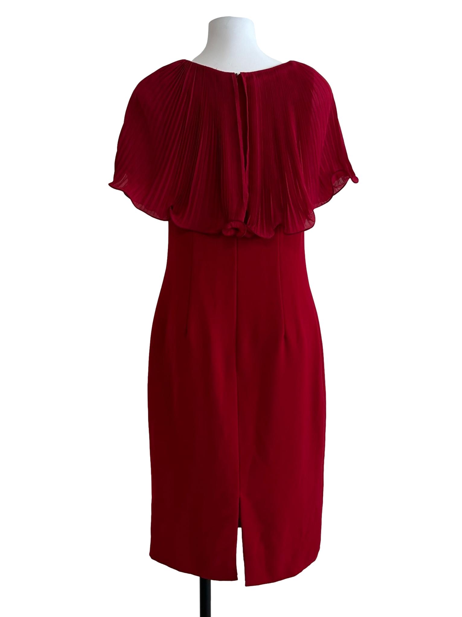 Crimson Red Pleated Dress
