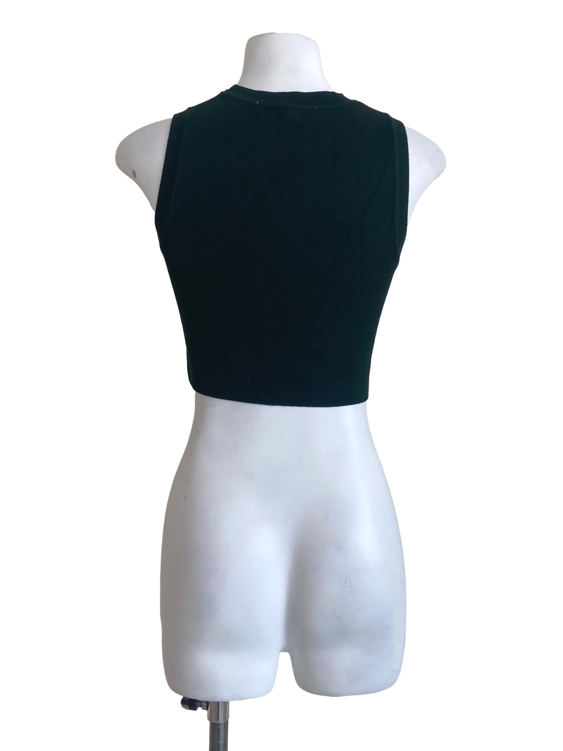 Emerald Green Sleeveless Pencil Stripe Crop Top