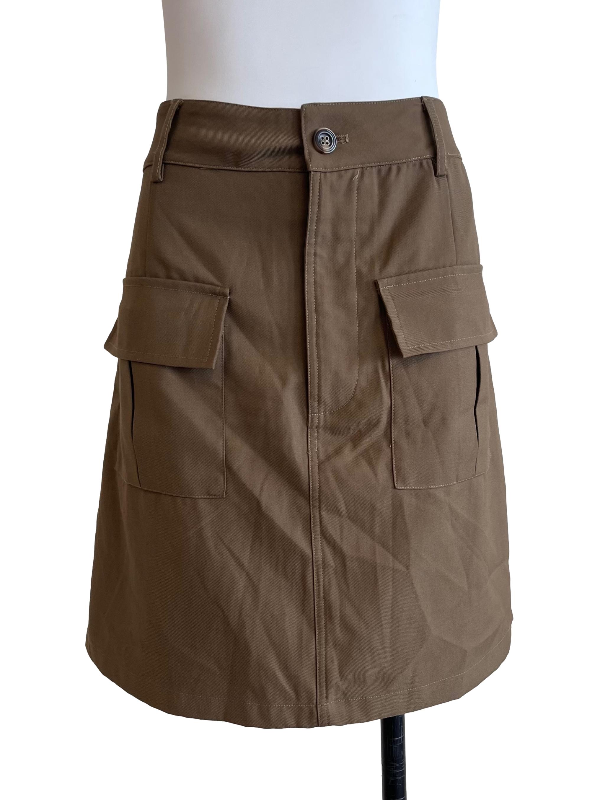 Coffee Brown Front Piocted Skorts
