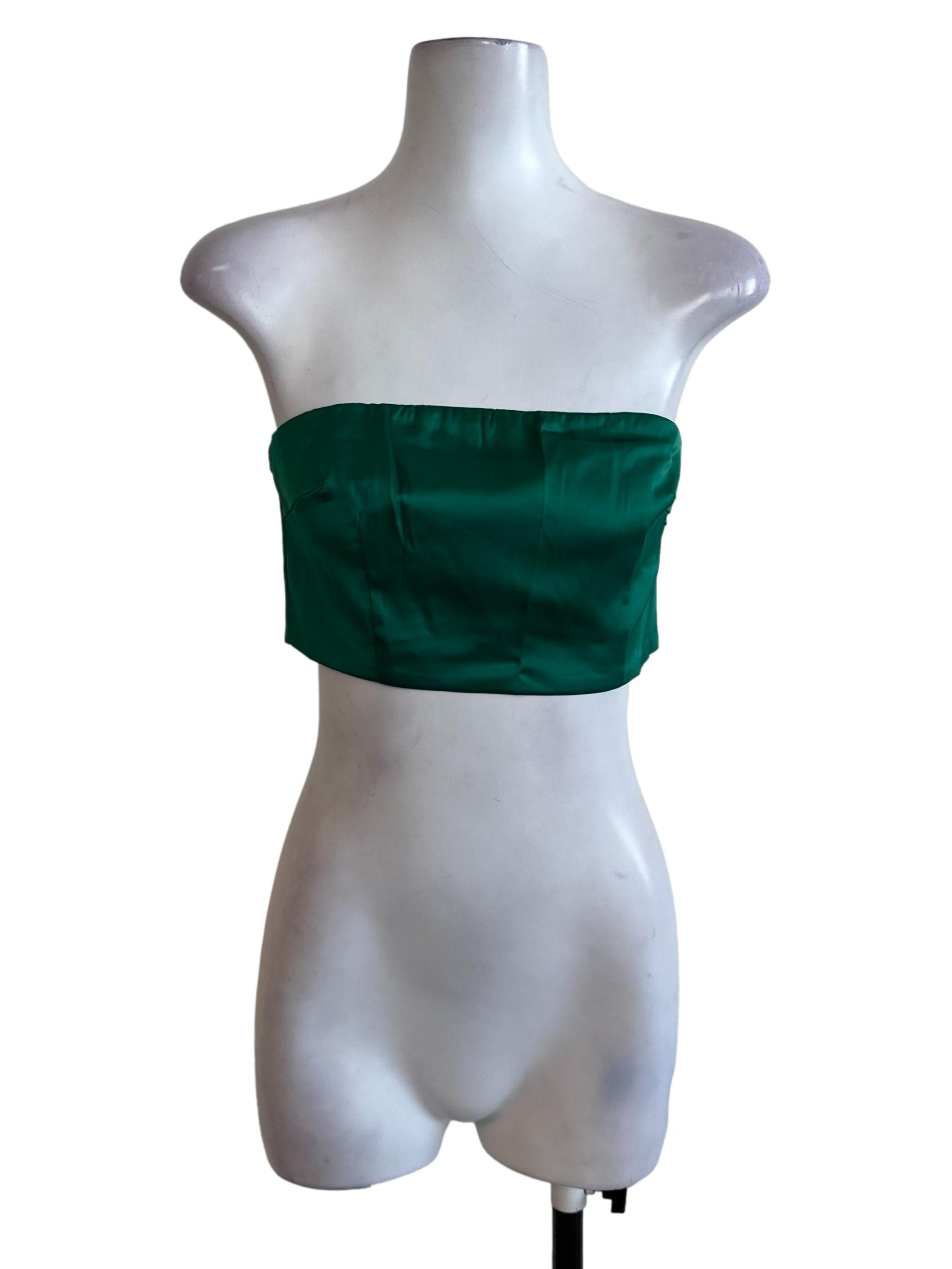 Emerald Green Satin Tube Top
