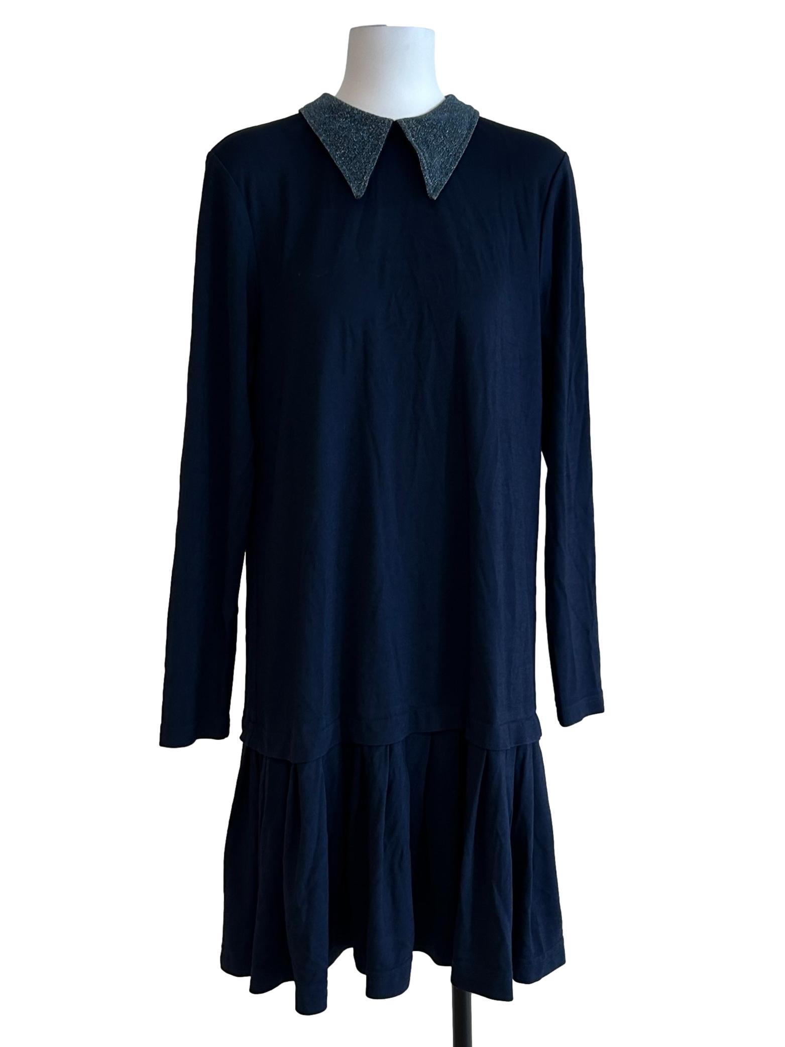 Navy Blue Shining Collar Dress