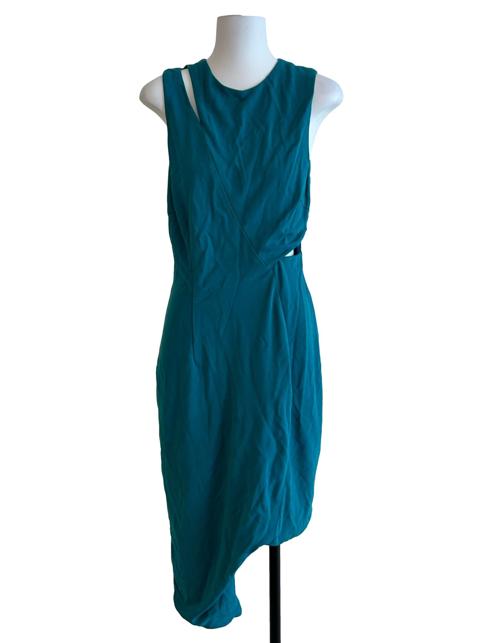 Turquoise Blue Cutout Asymmetric Dress