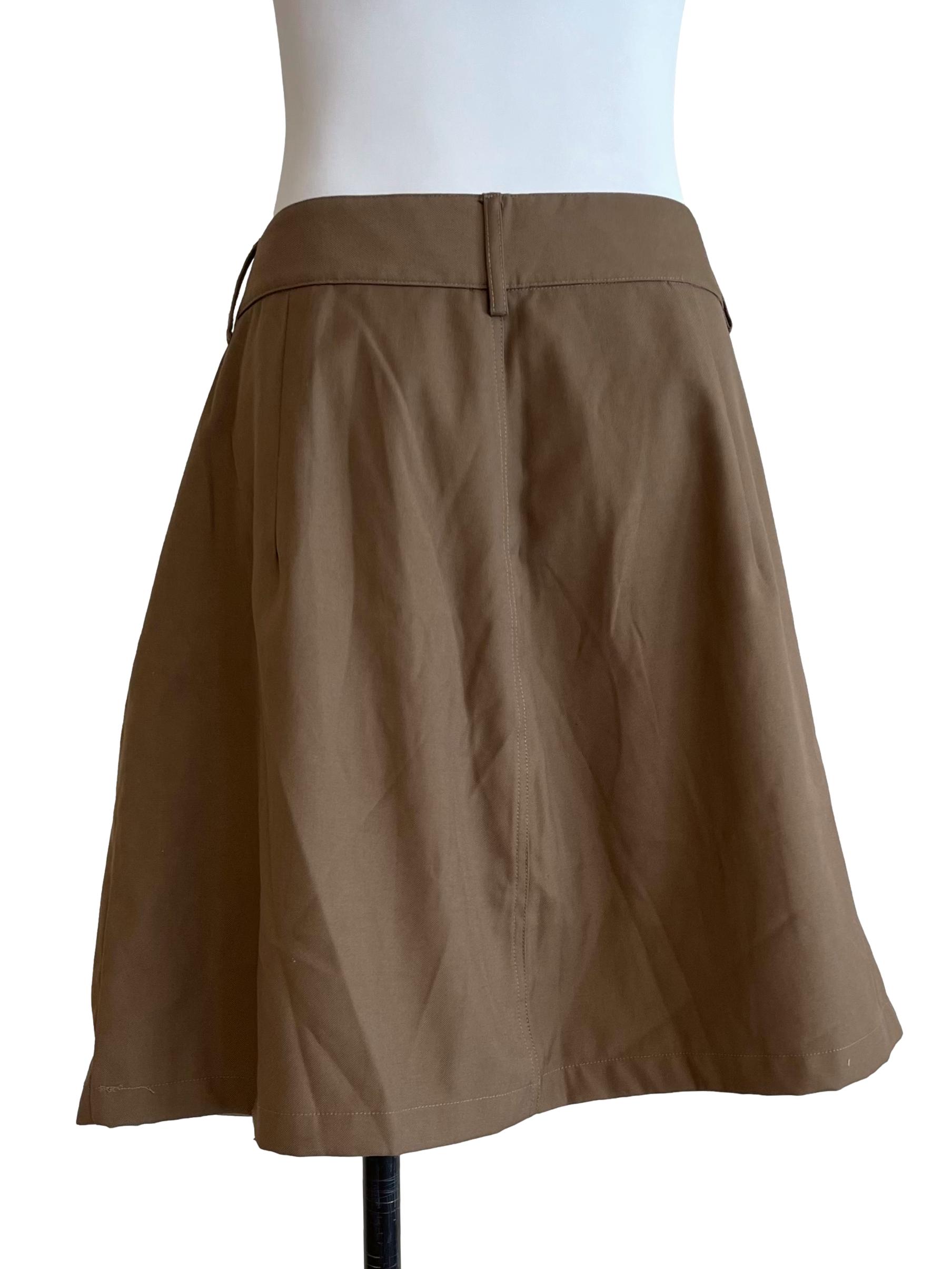 Coffee Brown Front Piocted Skorts