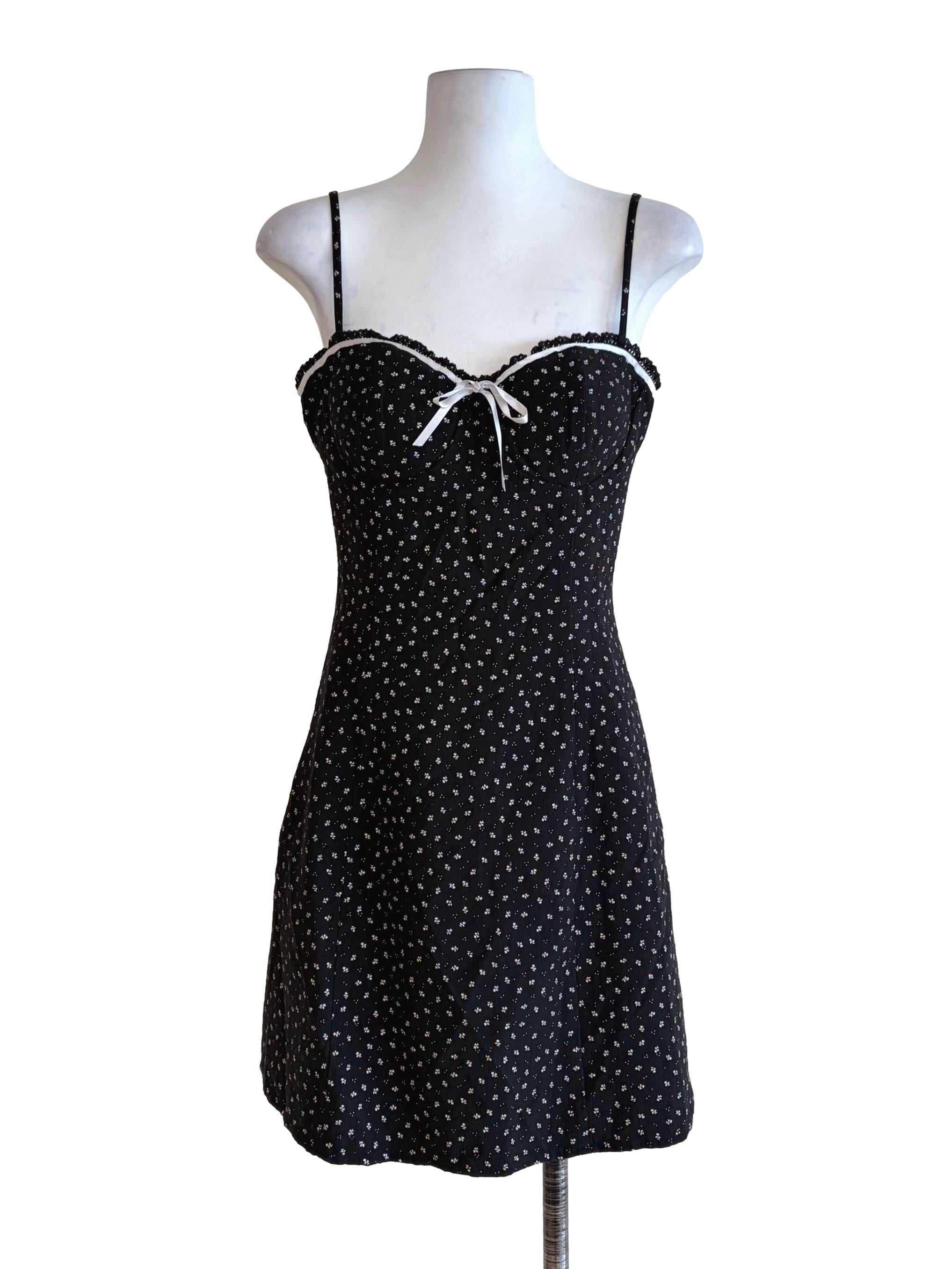 Jade Black Micro Floral Print Cami Dress