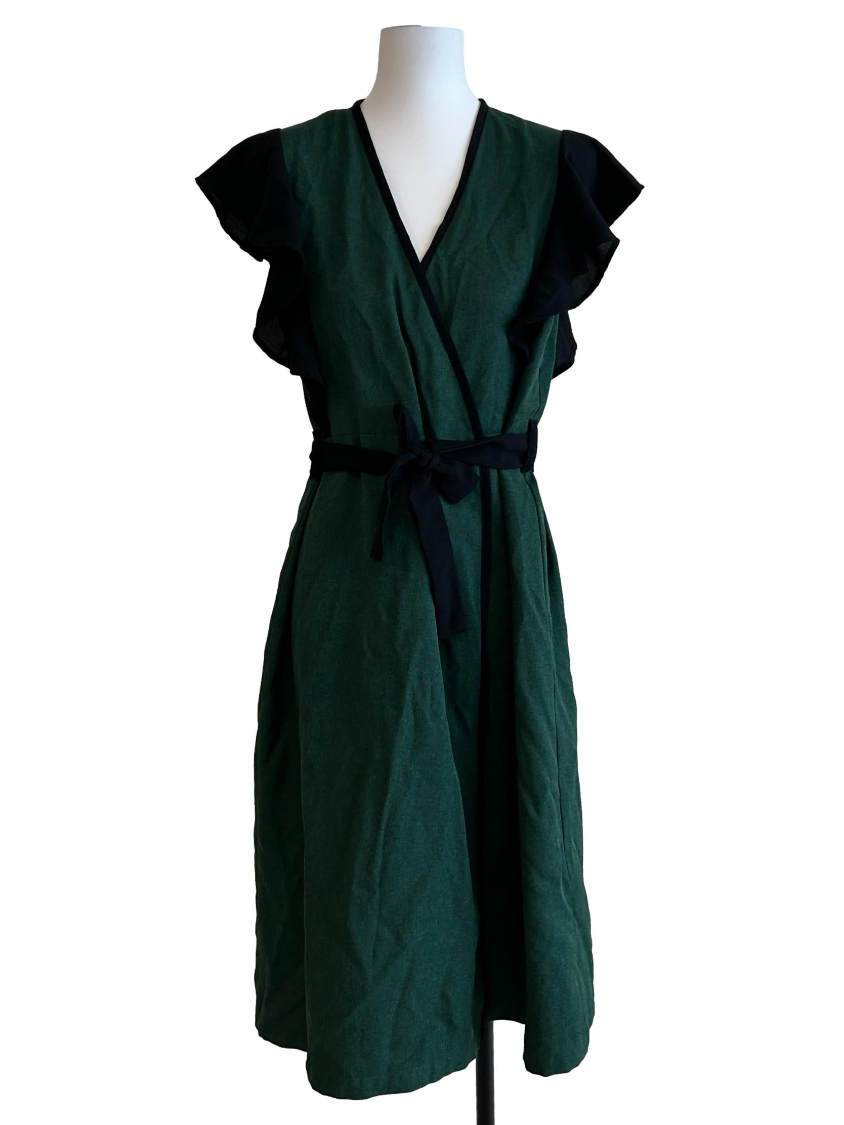 Green And Black Wrap Dress