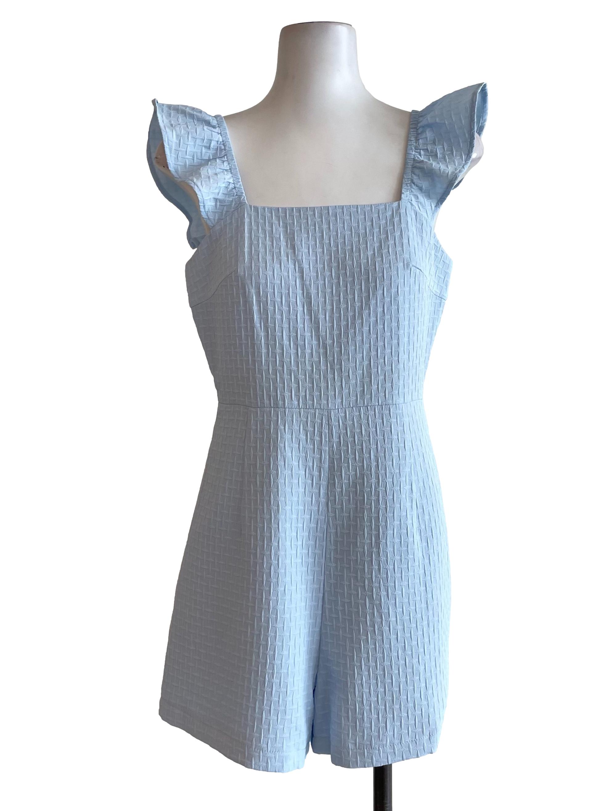 Pastel Blue Textured Romper