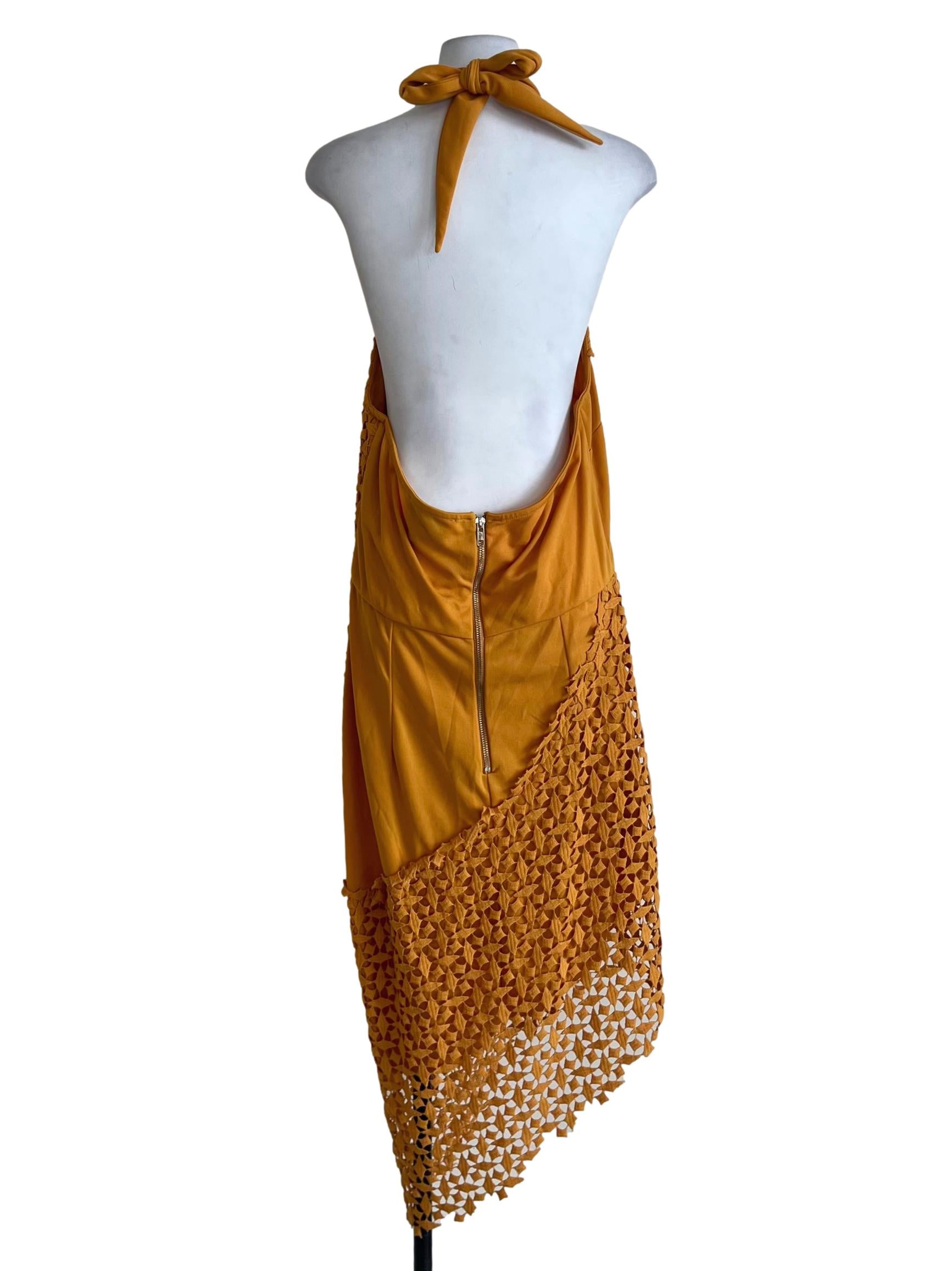 Fire Yellow Halter Collar A-Line Dress