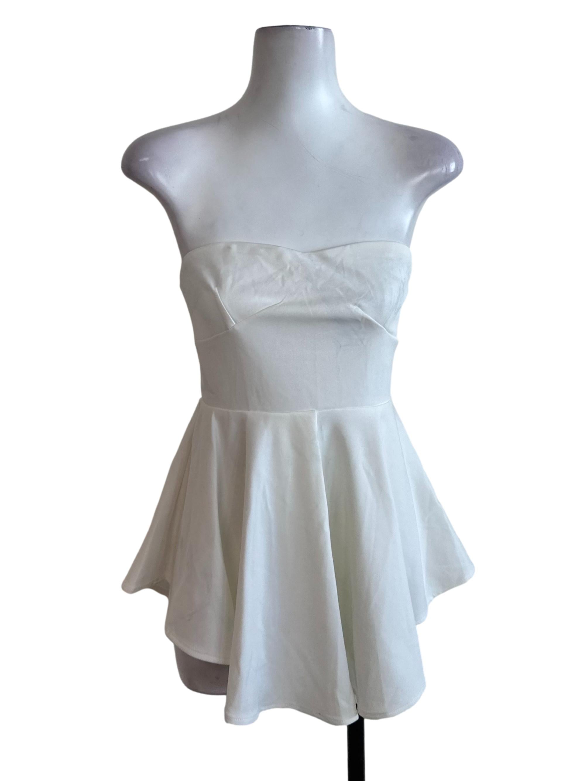 Off White Peplum Tube Top