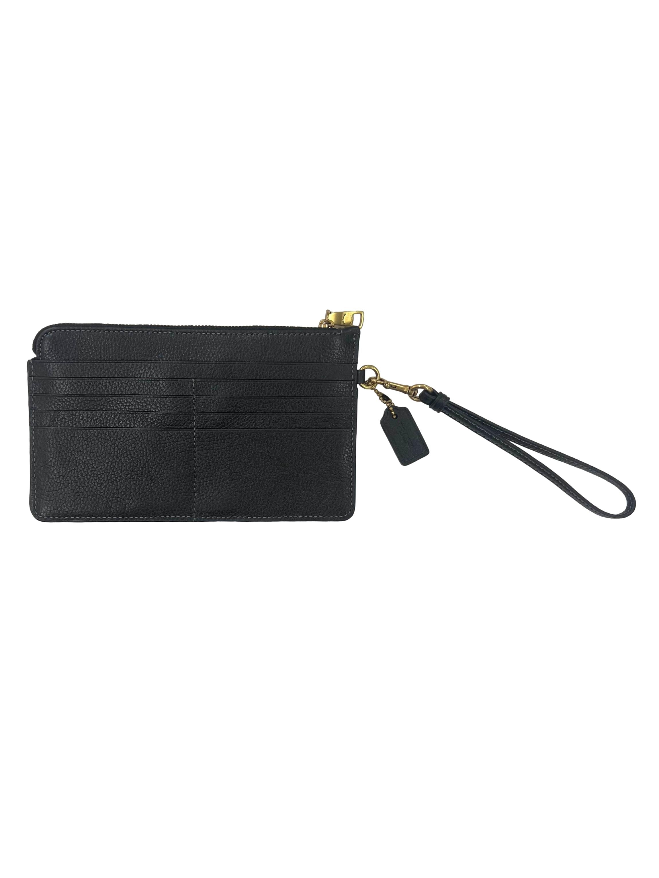 Black Leather Coach Zip Wristlet Clutch CSN