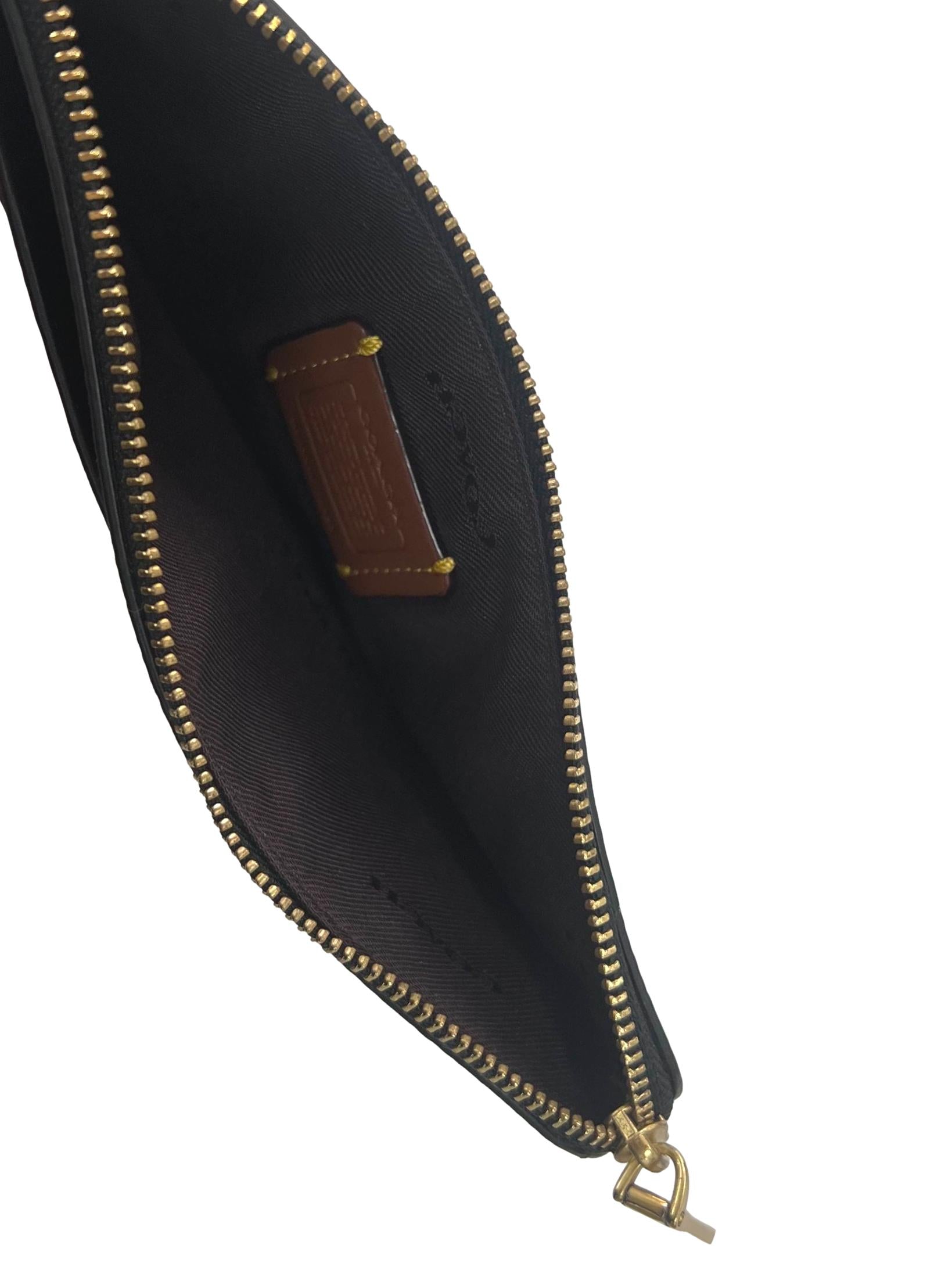 Black Leather Coach Zip Wristlet Clutch CSN