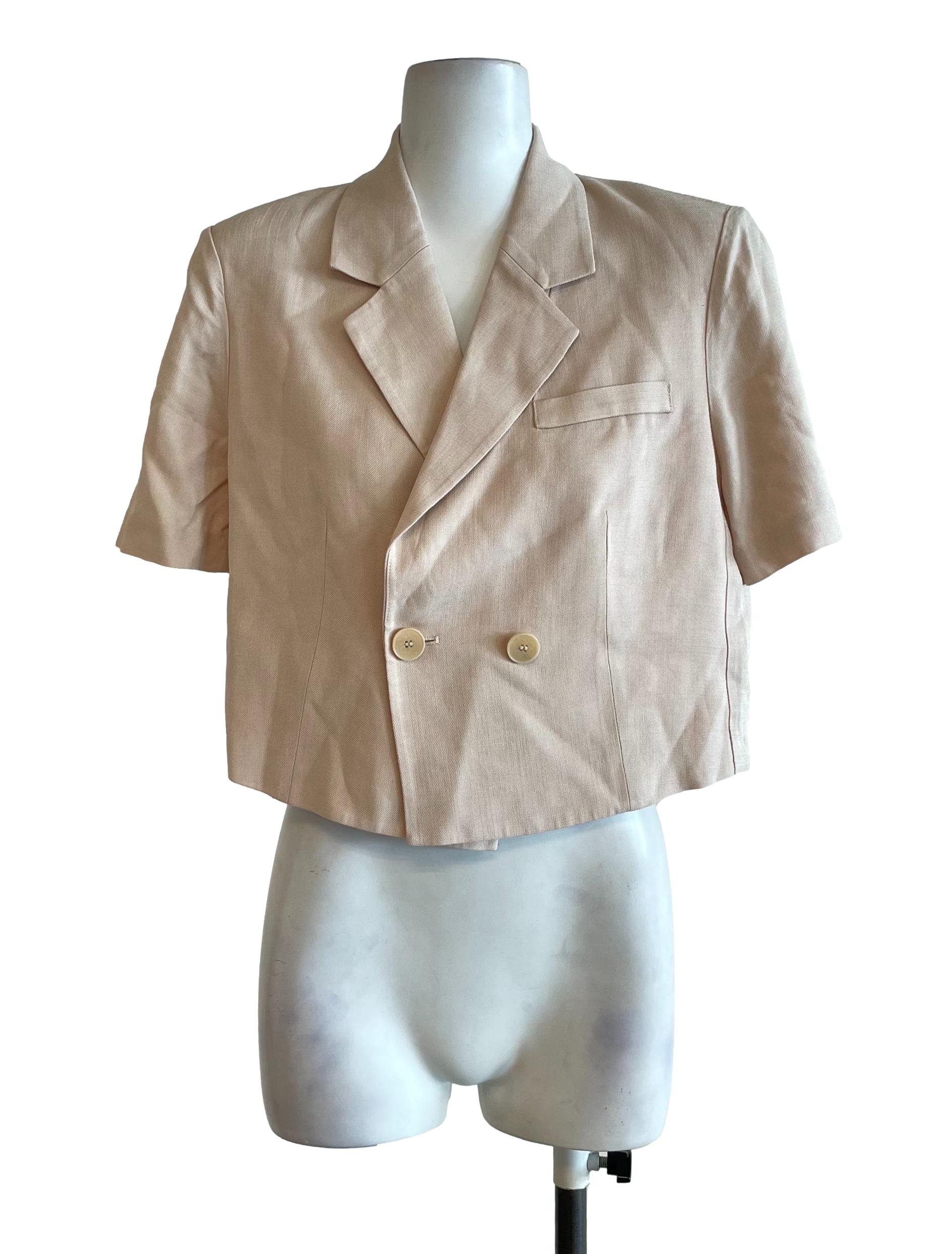 Light Sepia Blazer Crop Top