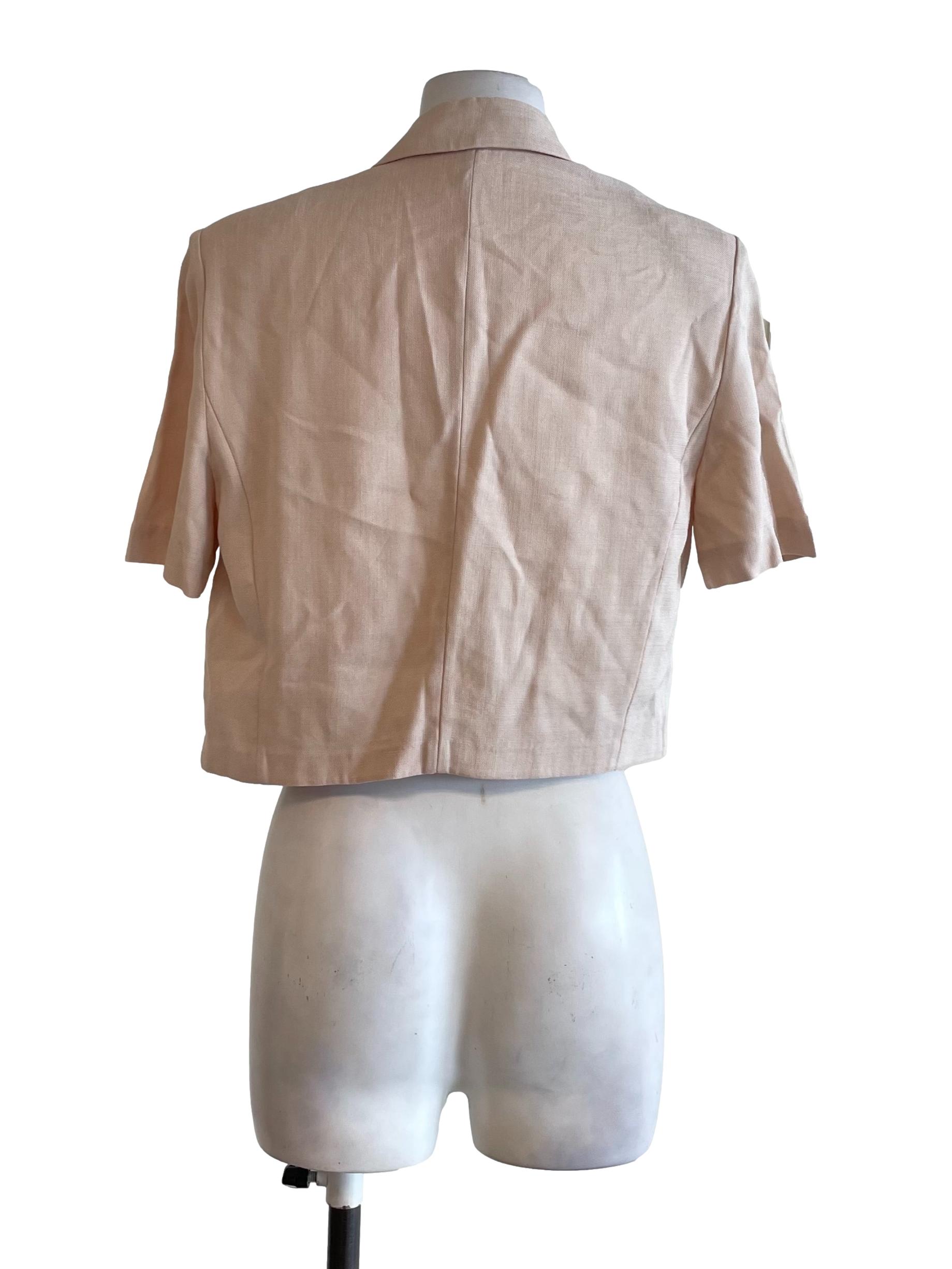 Light Sepia Blazer Crop Top