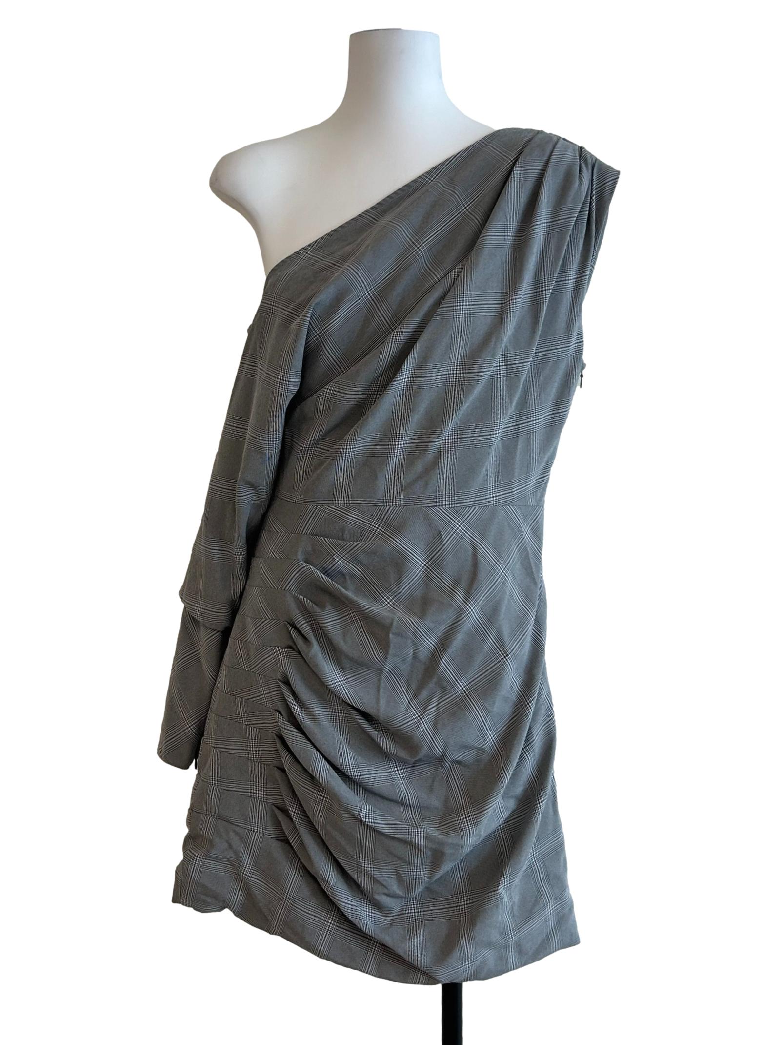 Coal Grey And Black Asymmetrical Dress