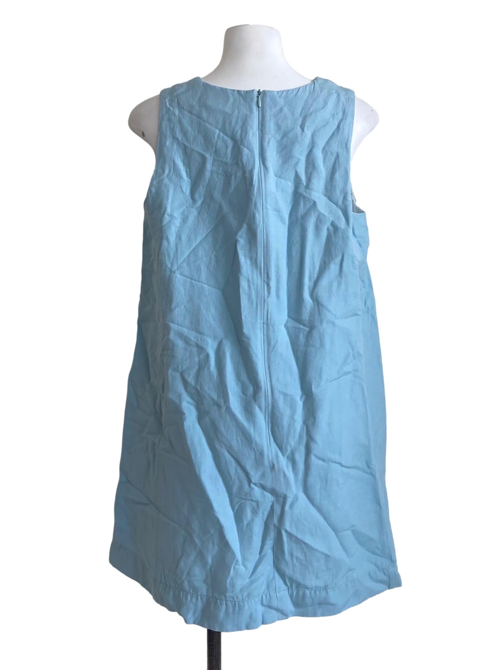 Arctic Blue Sleeveless Twill Slip Dress