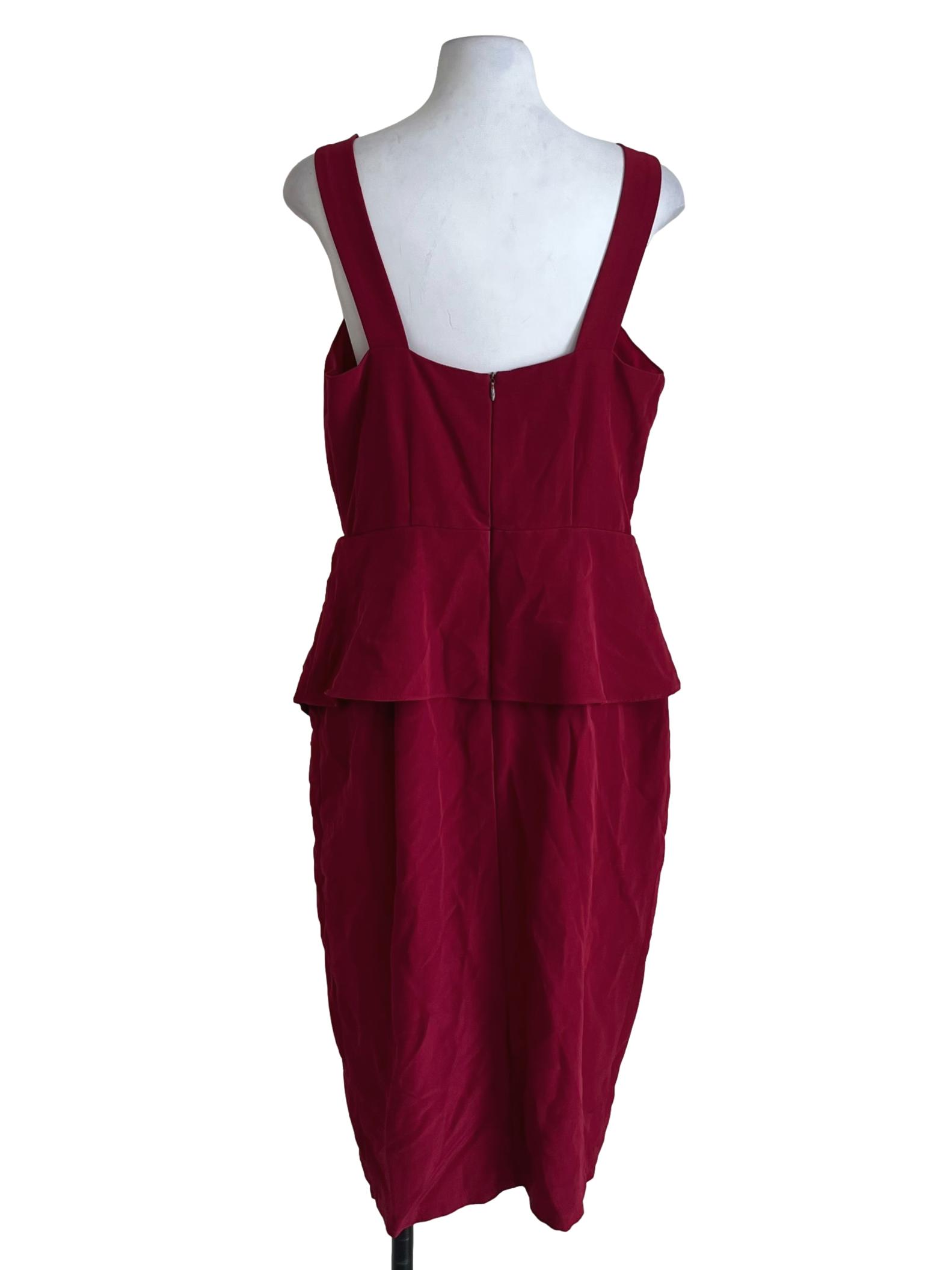 Wine Red Plain A-Line Dress