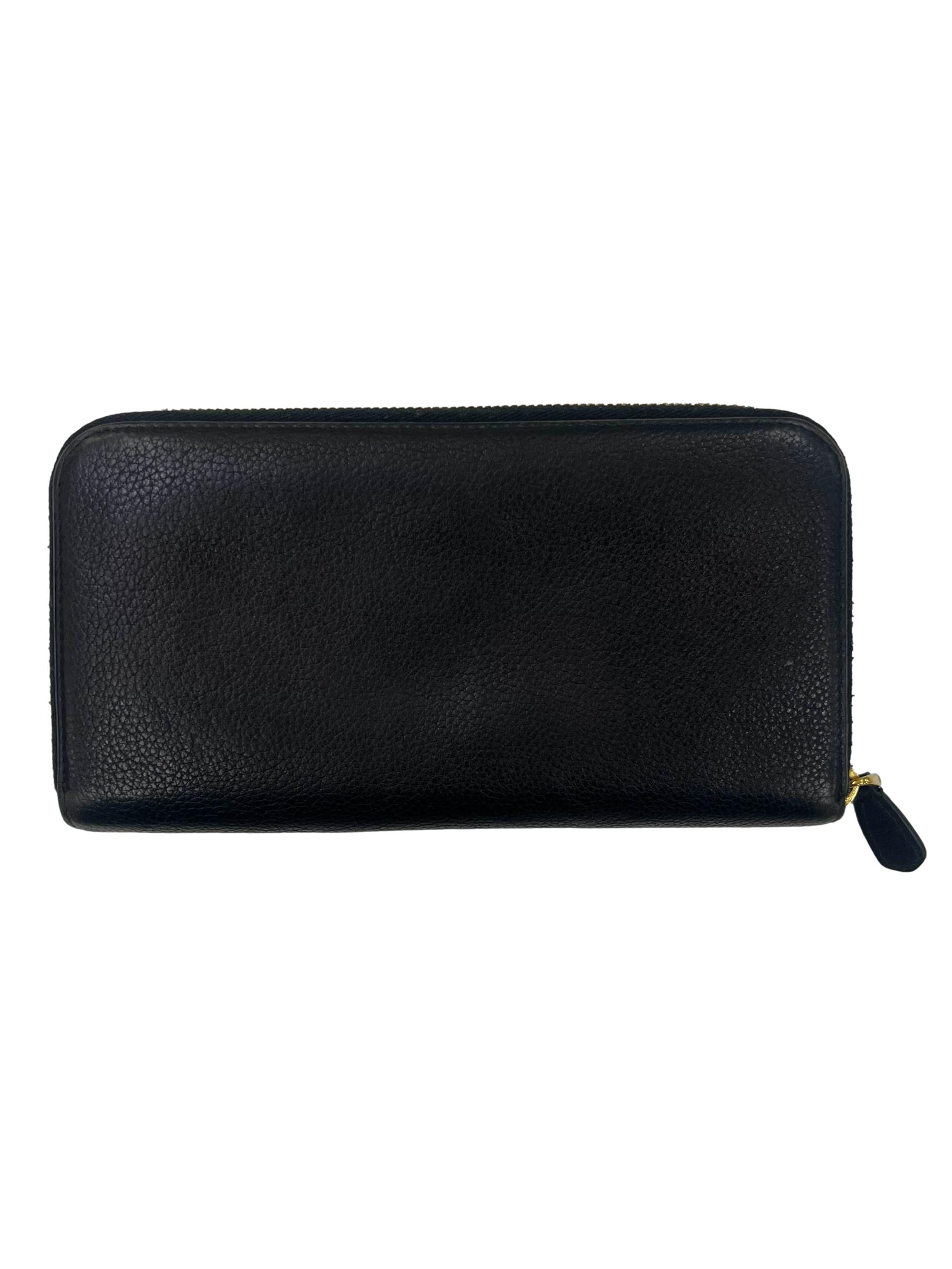 Nero Leather Prada Portafoglio Lampo Long Wallet CSN