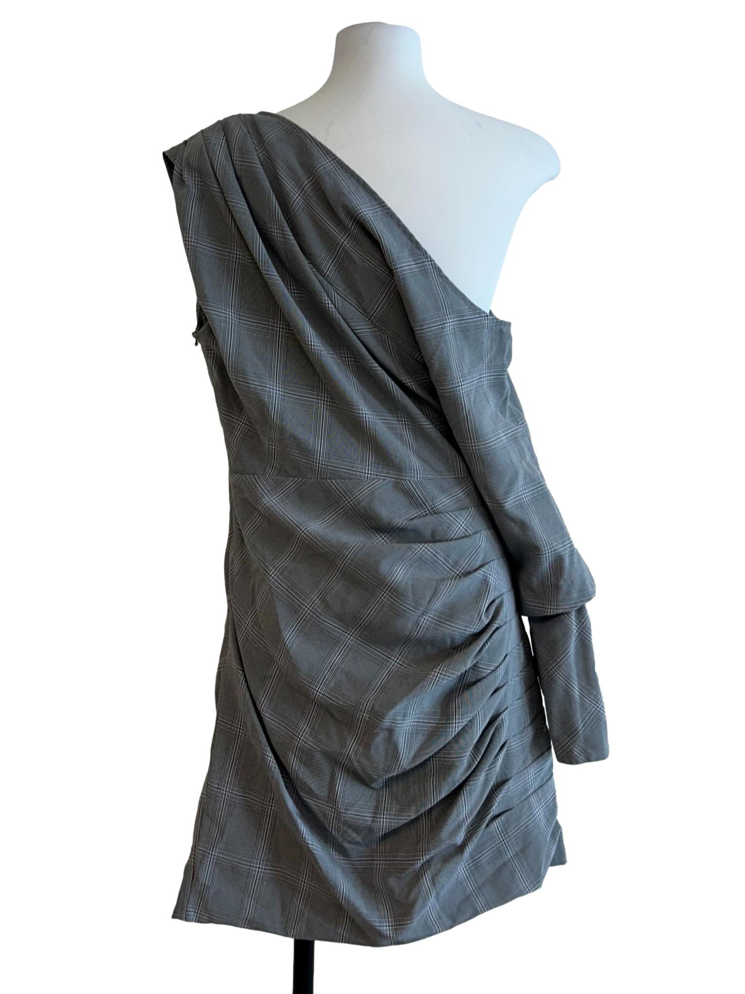 Coal Grey And Black Asymmetrical Dress
