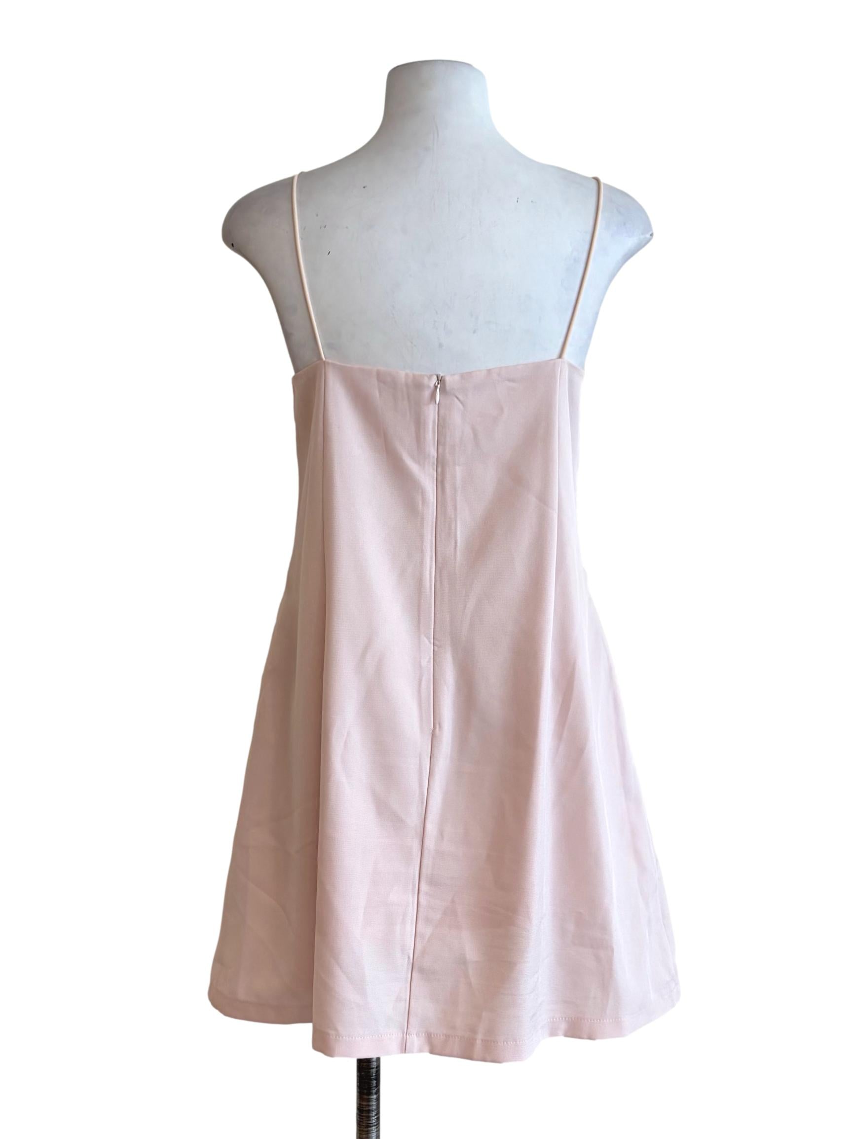 Lemonade Pink Straight Neckline Spaghetti Strap Dress