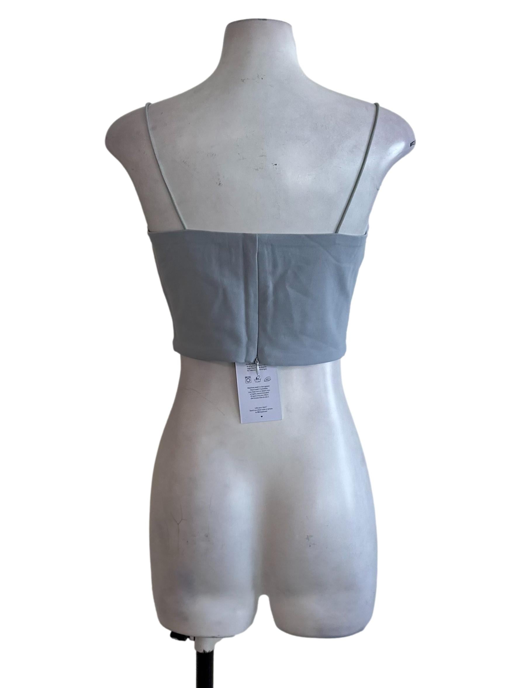 Dusty Blue Front Knot Spaghetti Strap Top