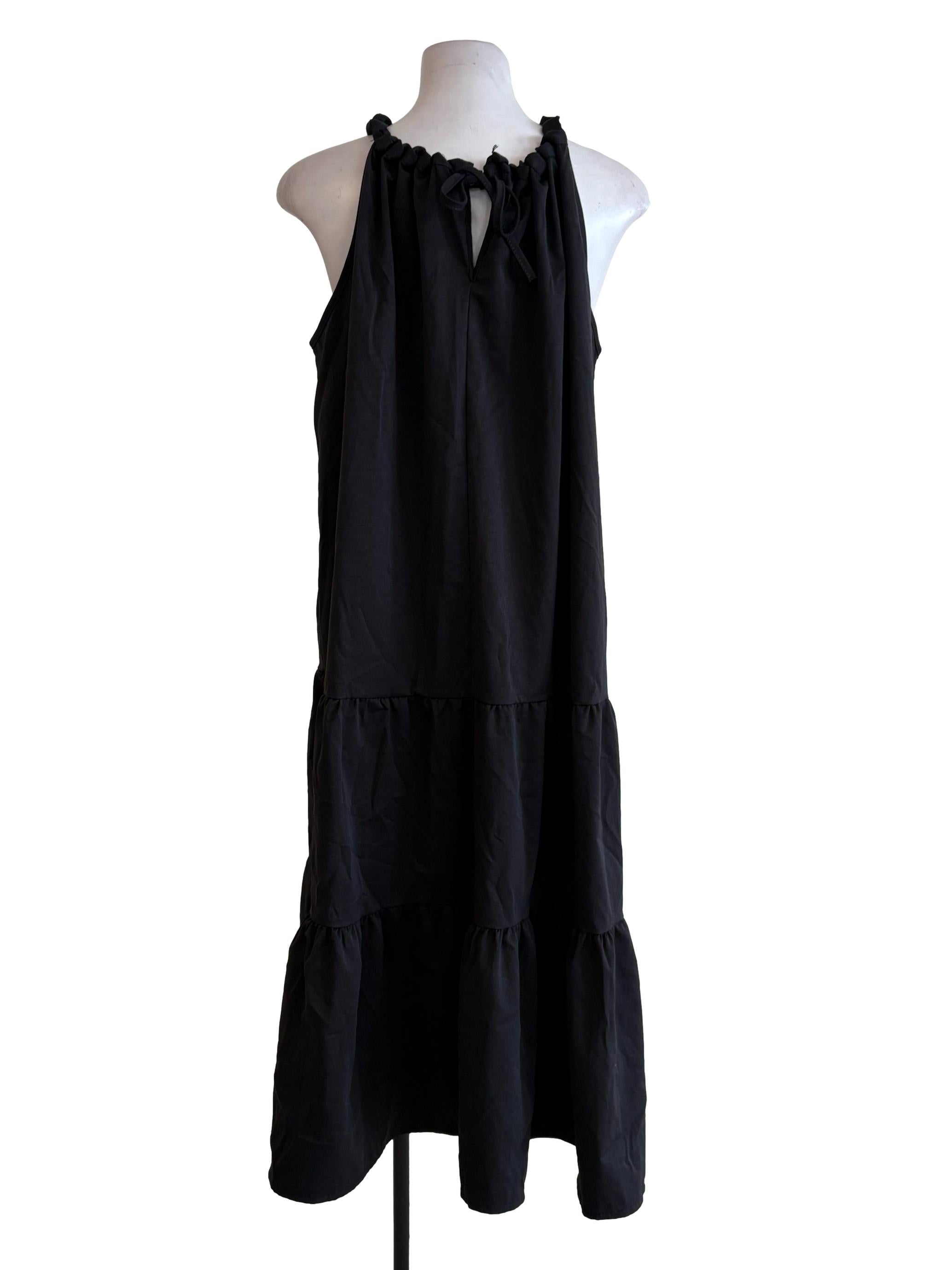 Black Tierred Halter Dress