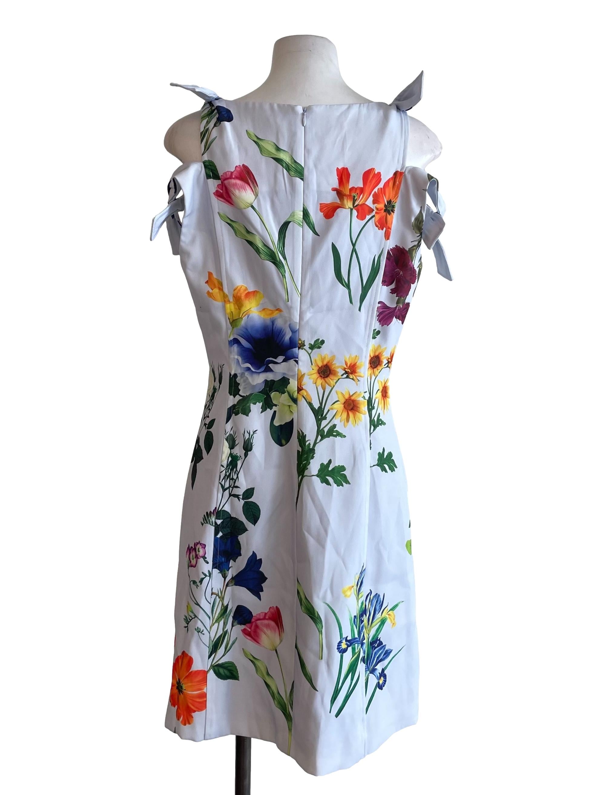Cool Blue Floral Bow Dress