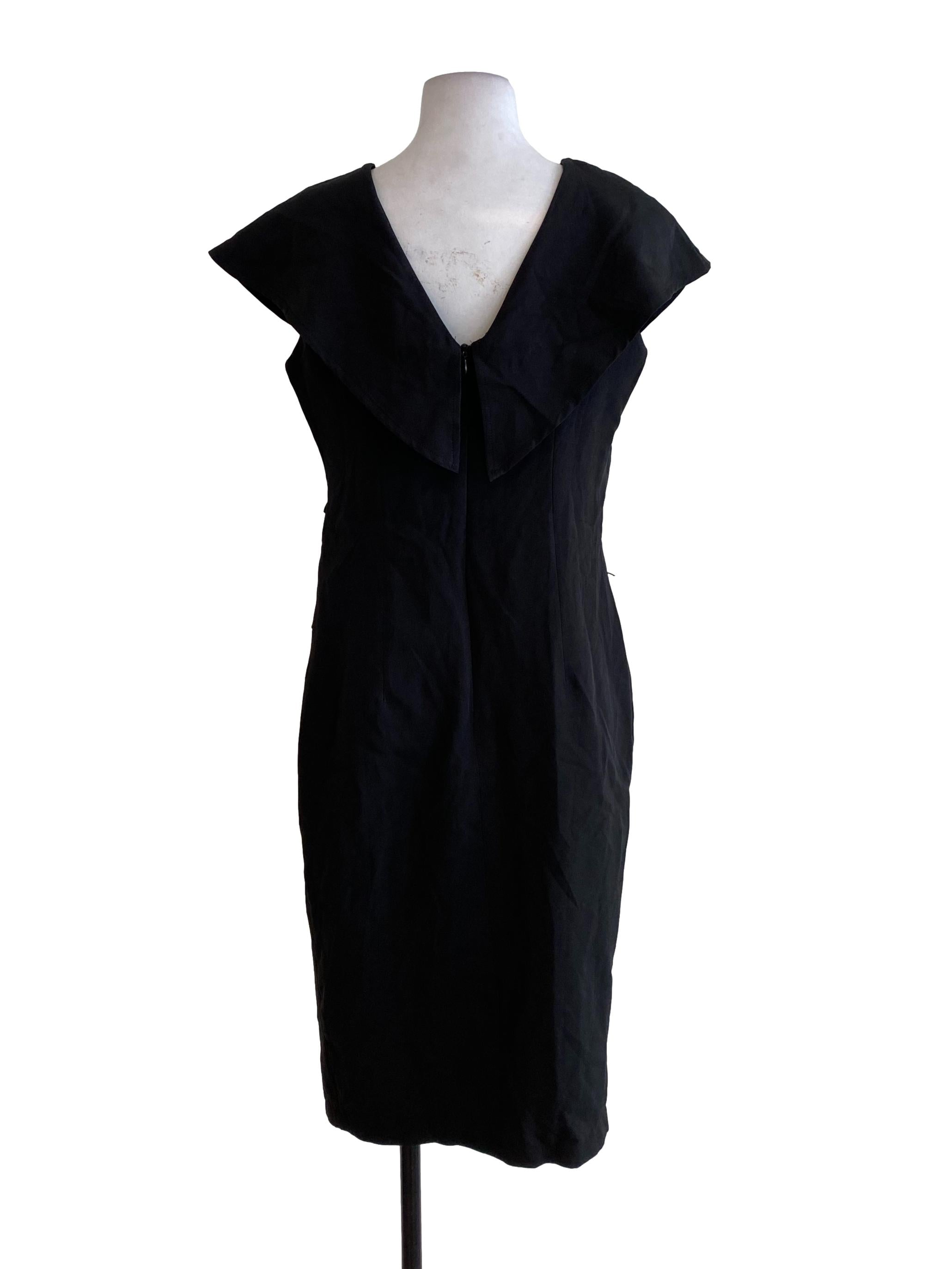 Black V Neck Buckled Sided Dress