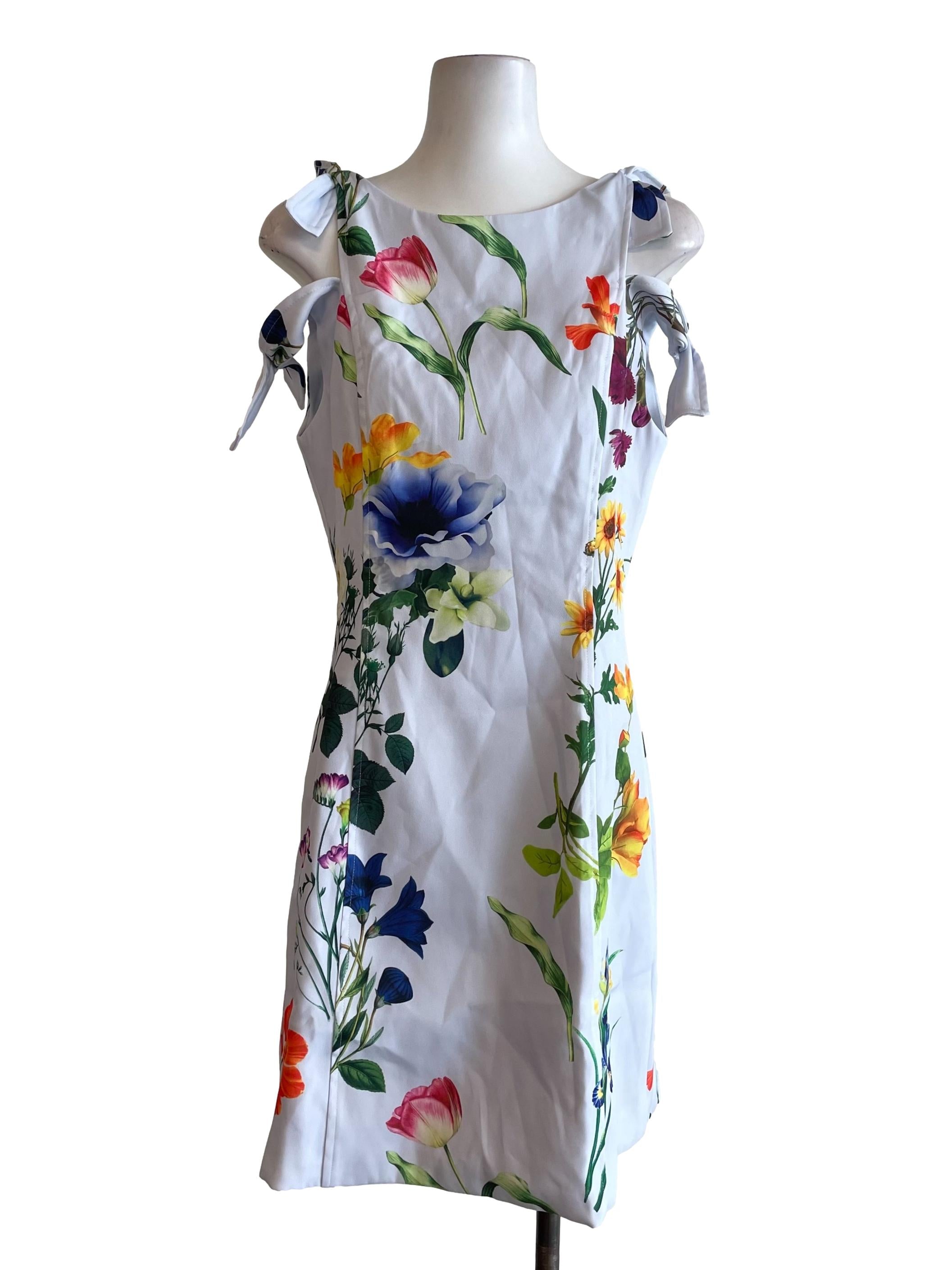 Cool Blue Floral Bow Dress