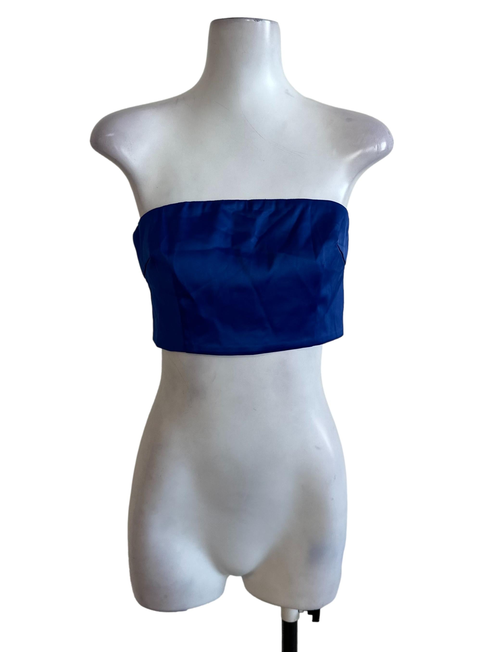 Berry Blue Satin Tube Top