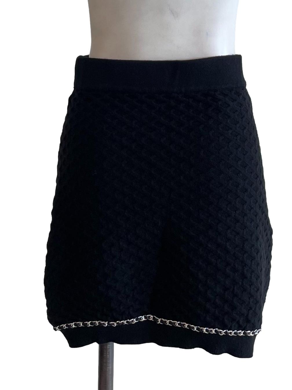 Black Knit Chained Skirt