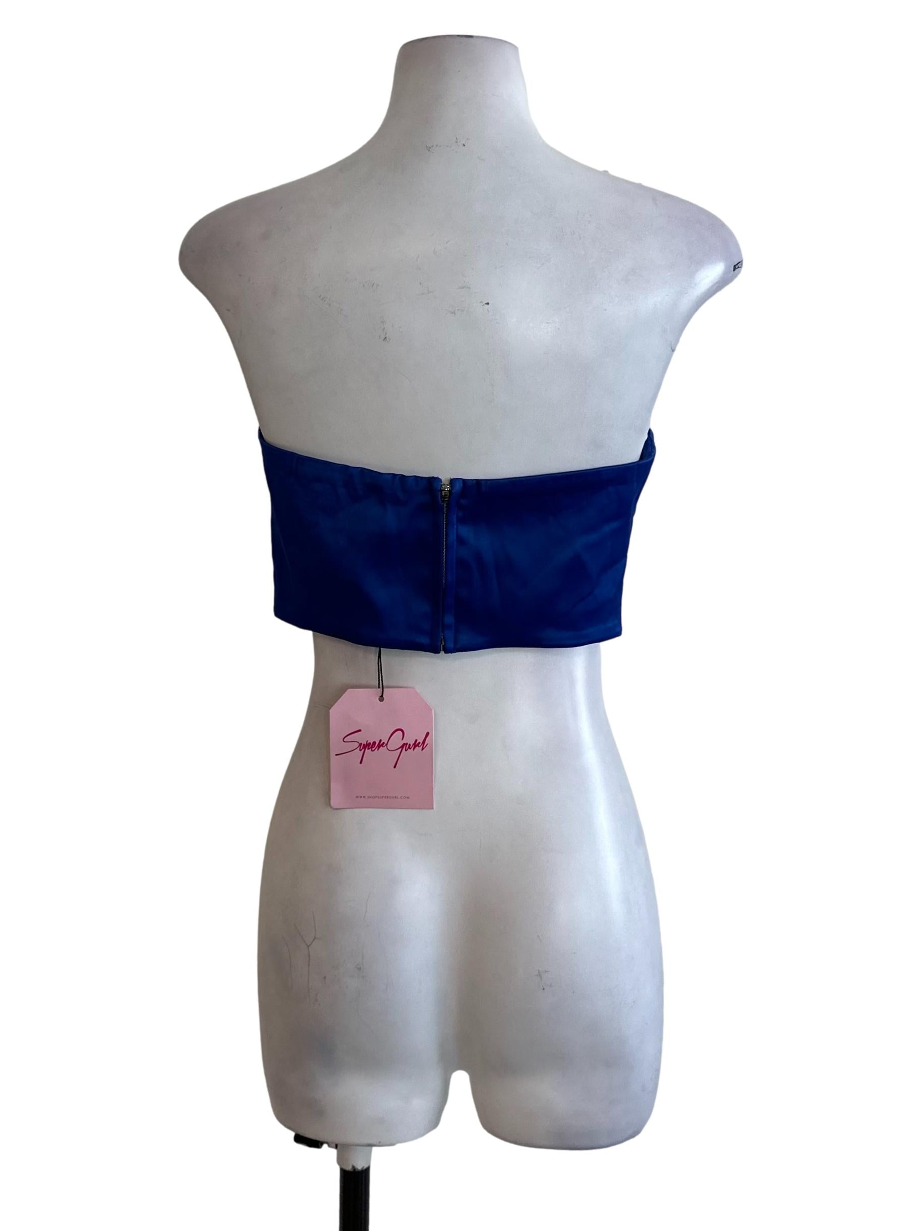 Berry Blue Satin Tube Top