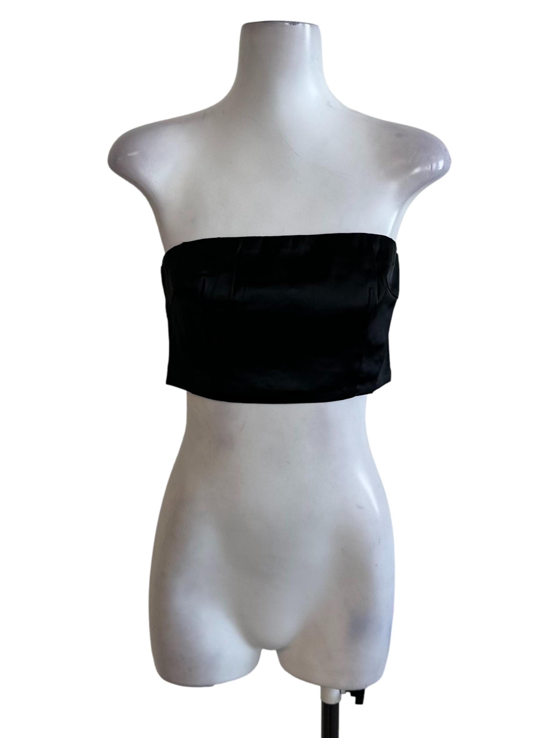 Raven Black Satin Tube Top
