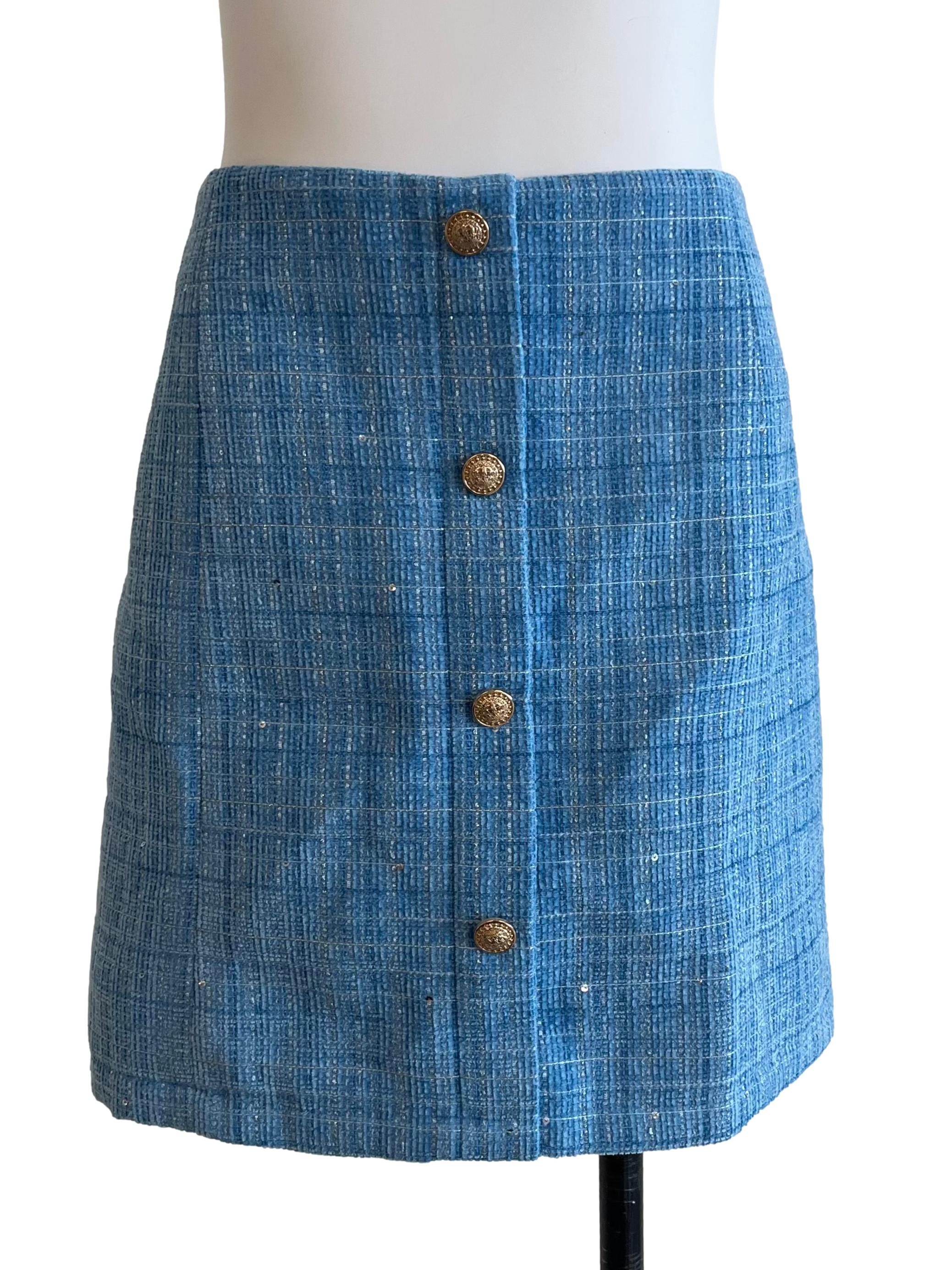 Sky Blue Tweed Skorts