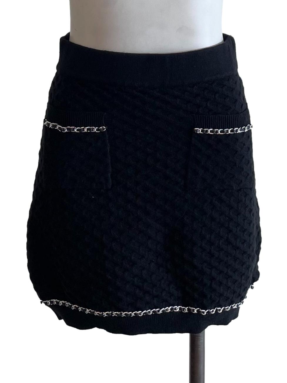 Black Knit Chained Skirt