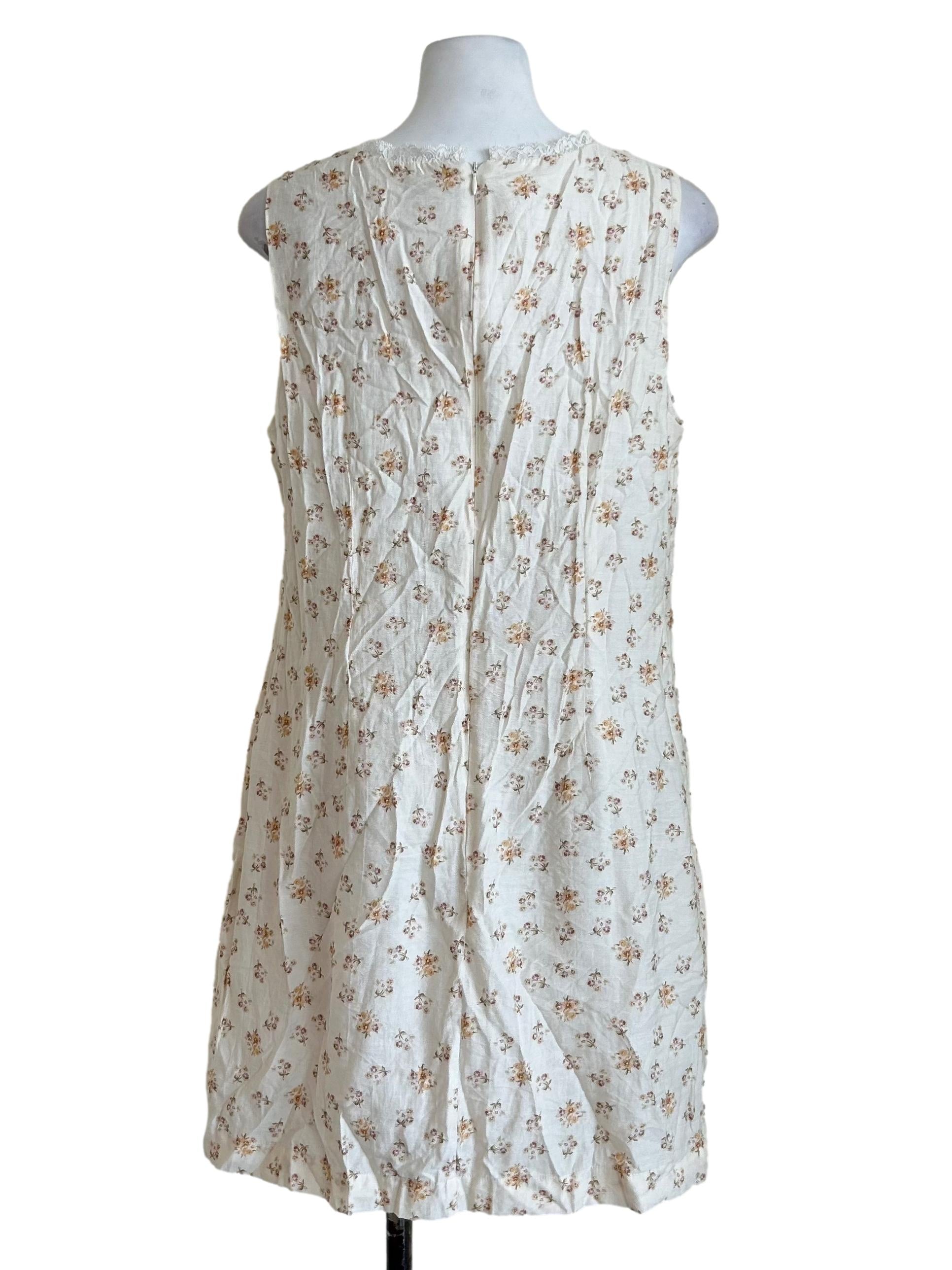 White Floral Lace Trim Dress