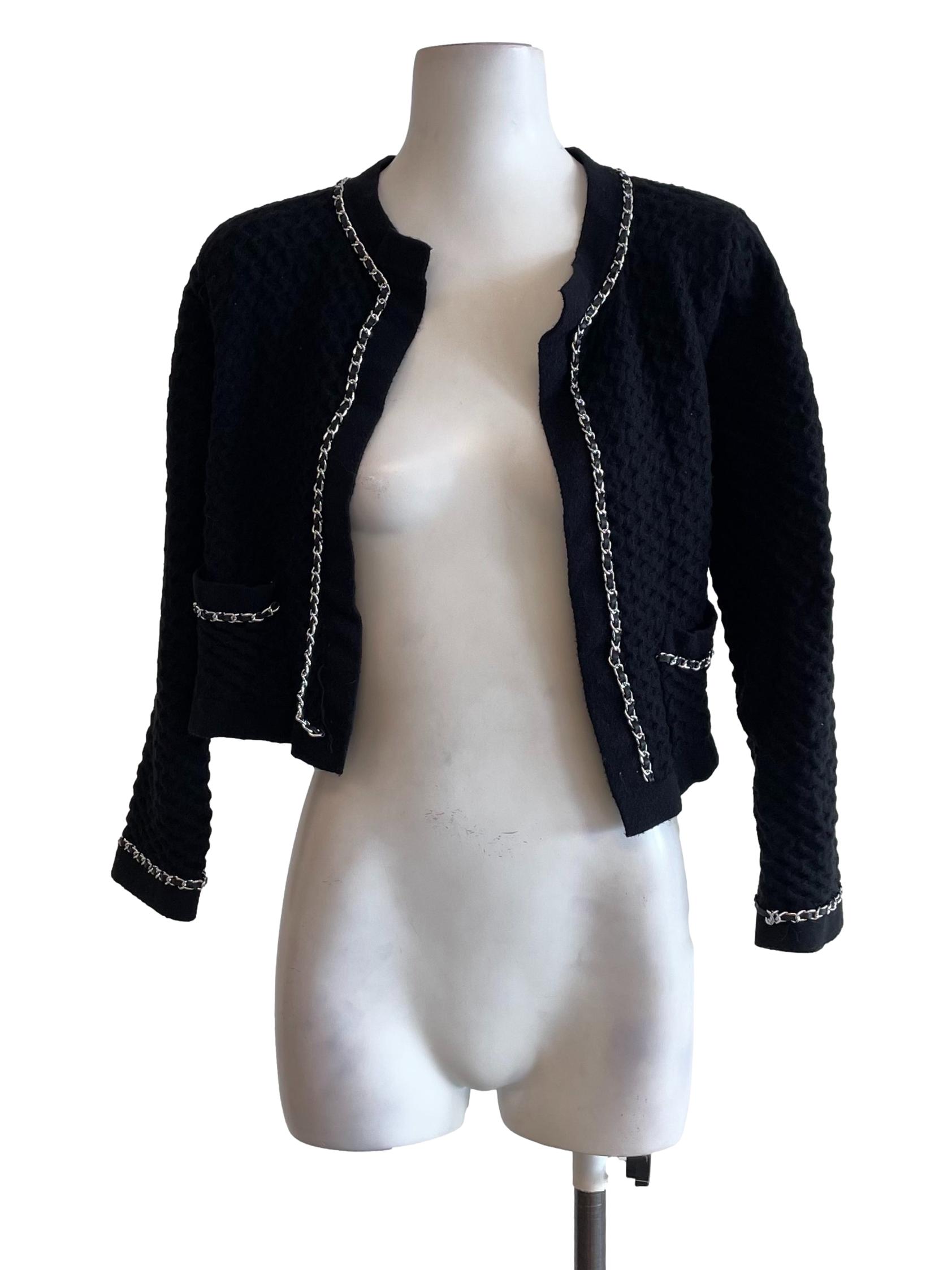 Black Knit Chained Cardigan