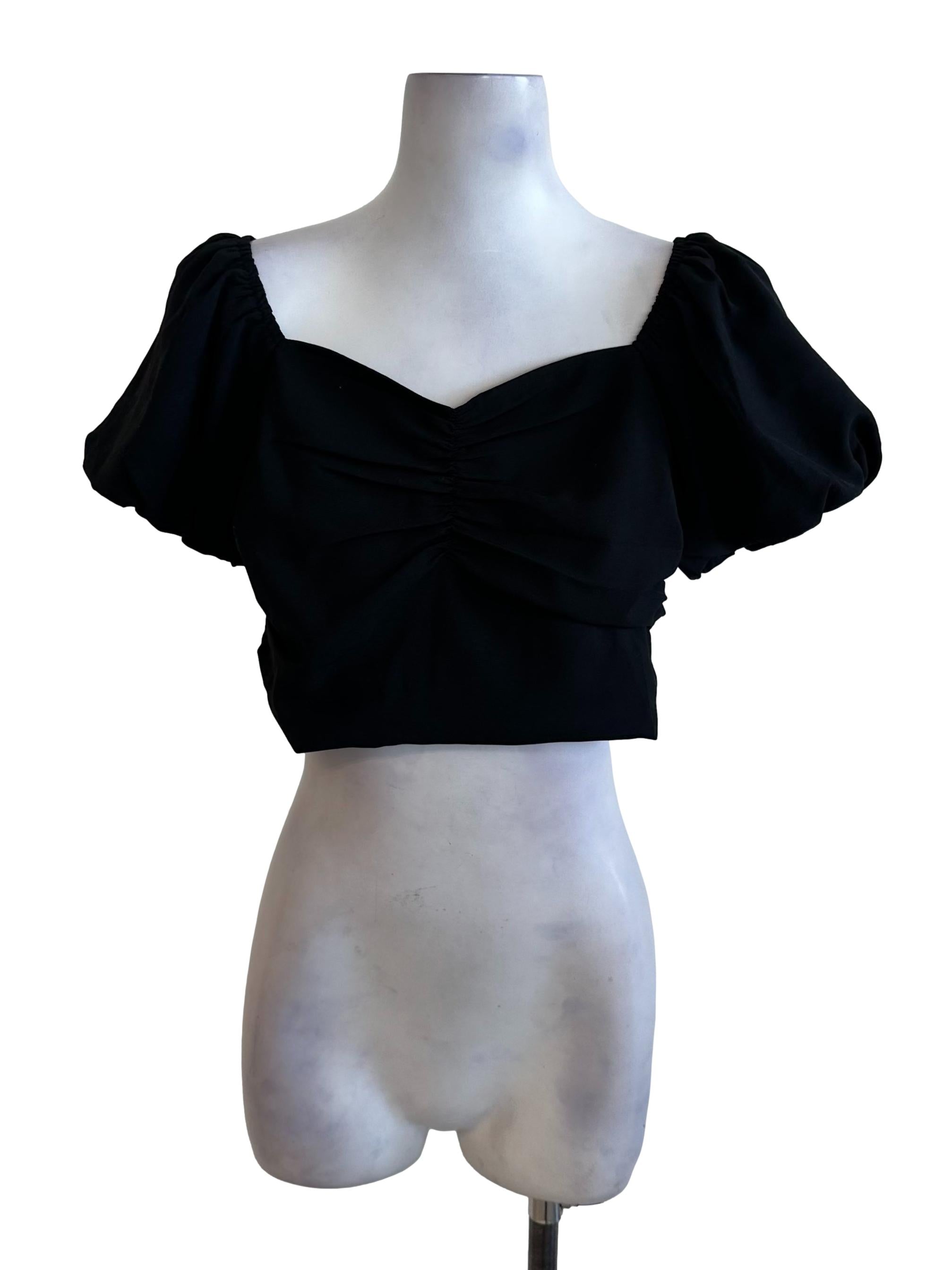 Black Sweetheart Puff Sleeve Top