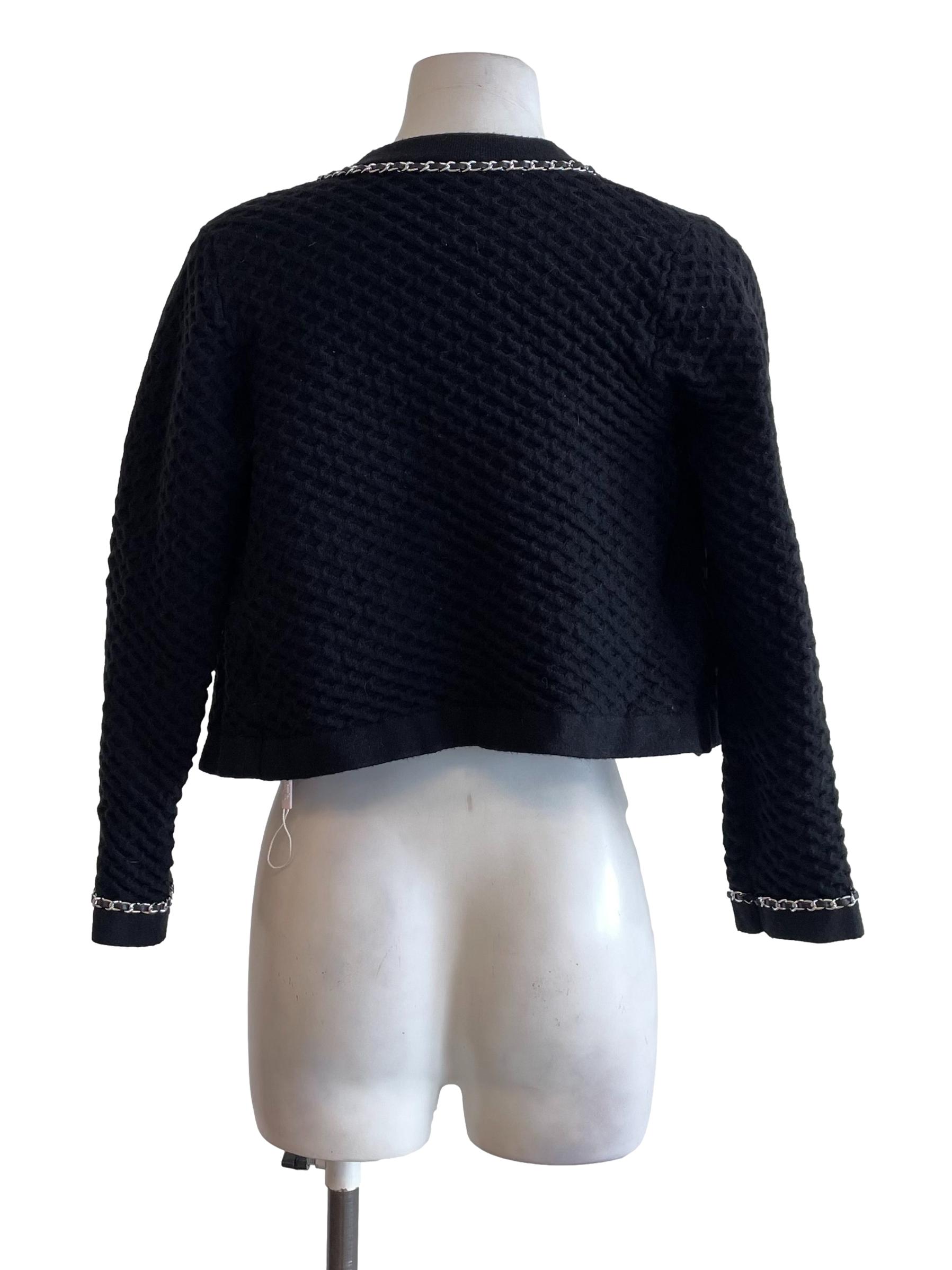 Black Knit Chained Cardigan