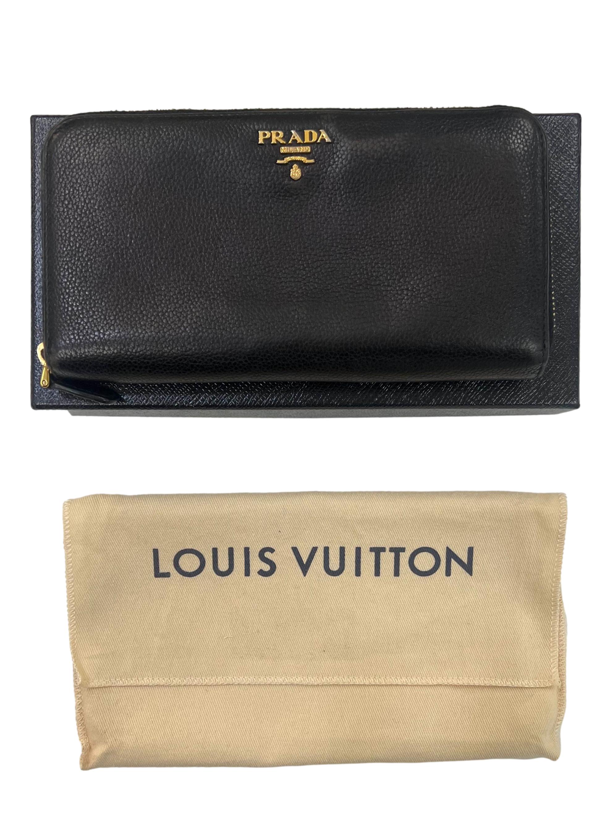 Nero Leather Prada Portafoglio Lampo Long Wallet CSN