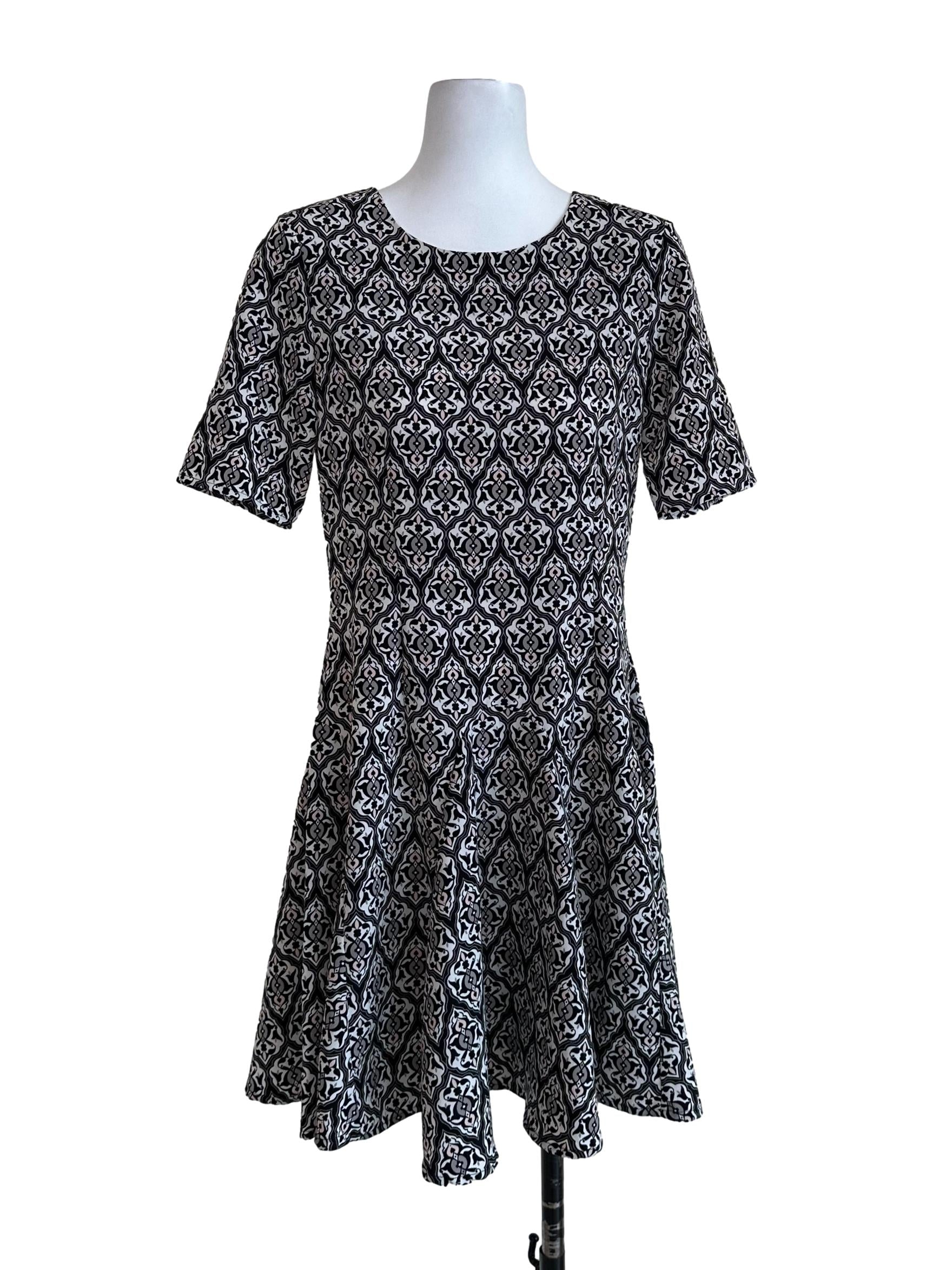 Black Printed Mini Dress