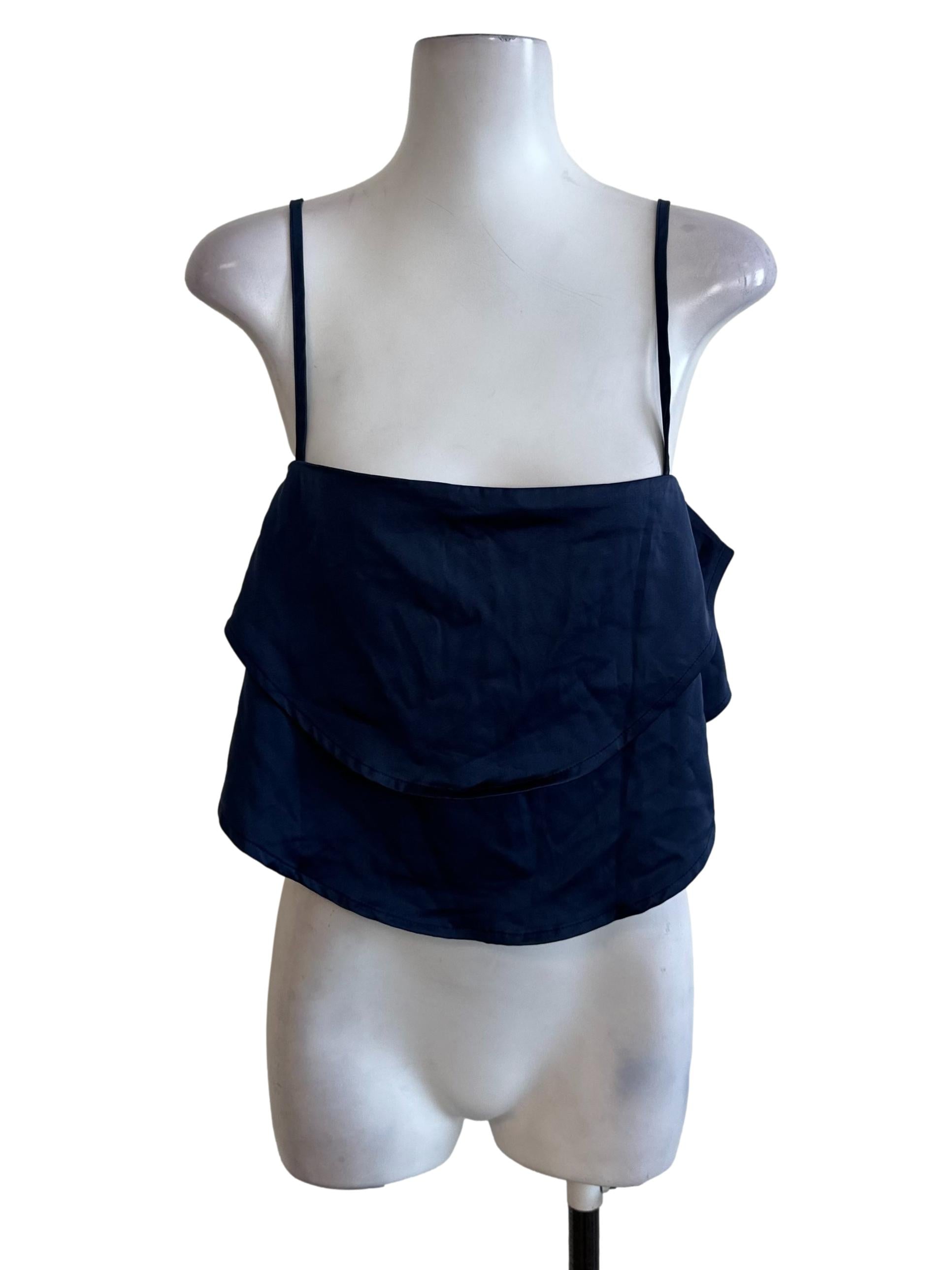 Navy Blue Layered Square Neck Top