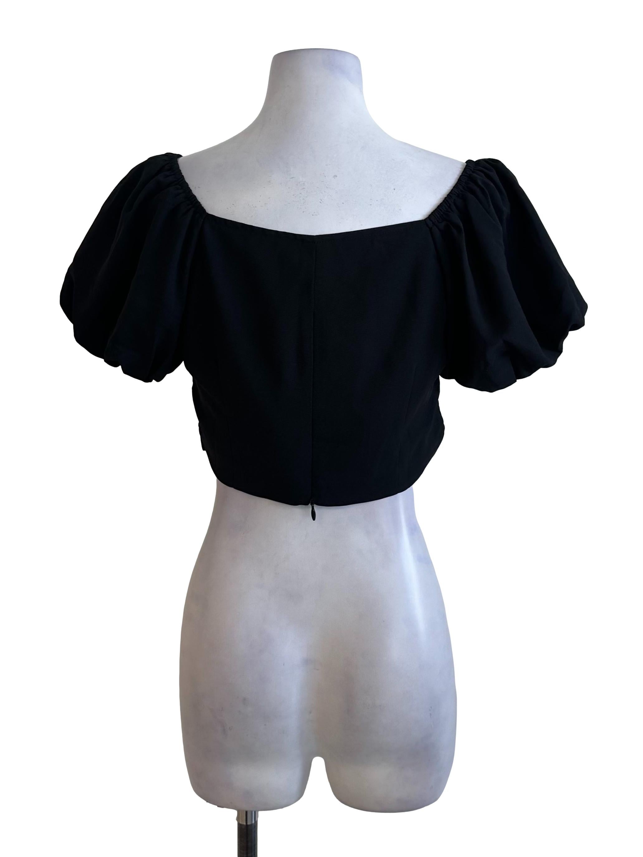 Black Sweetheart Puff Sleeve Top
