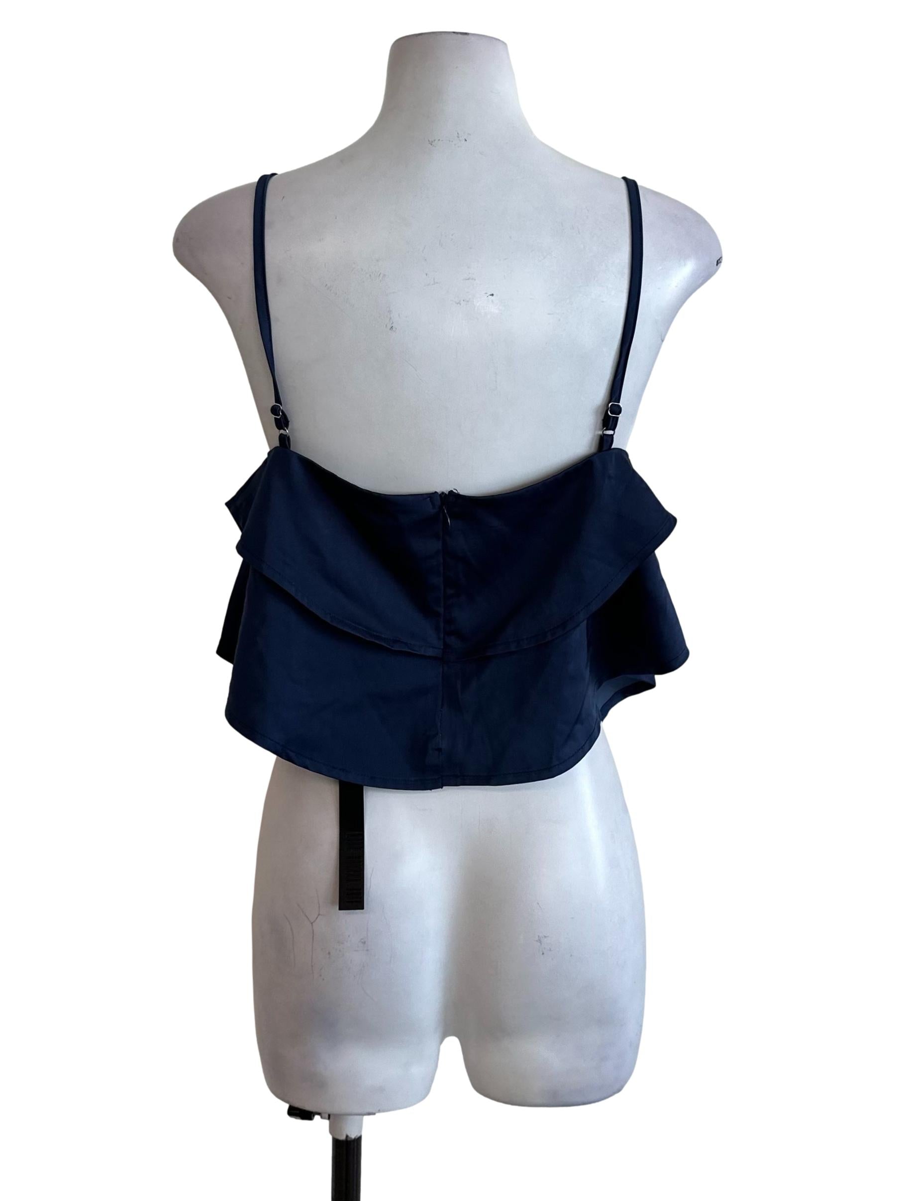 Navy Blue Layered Square Neck Top