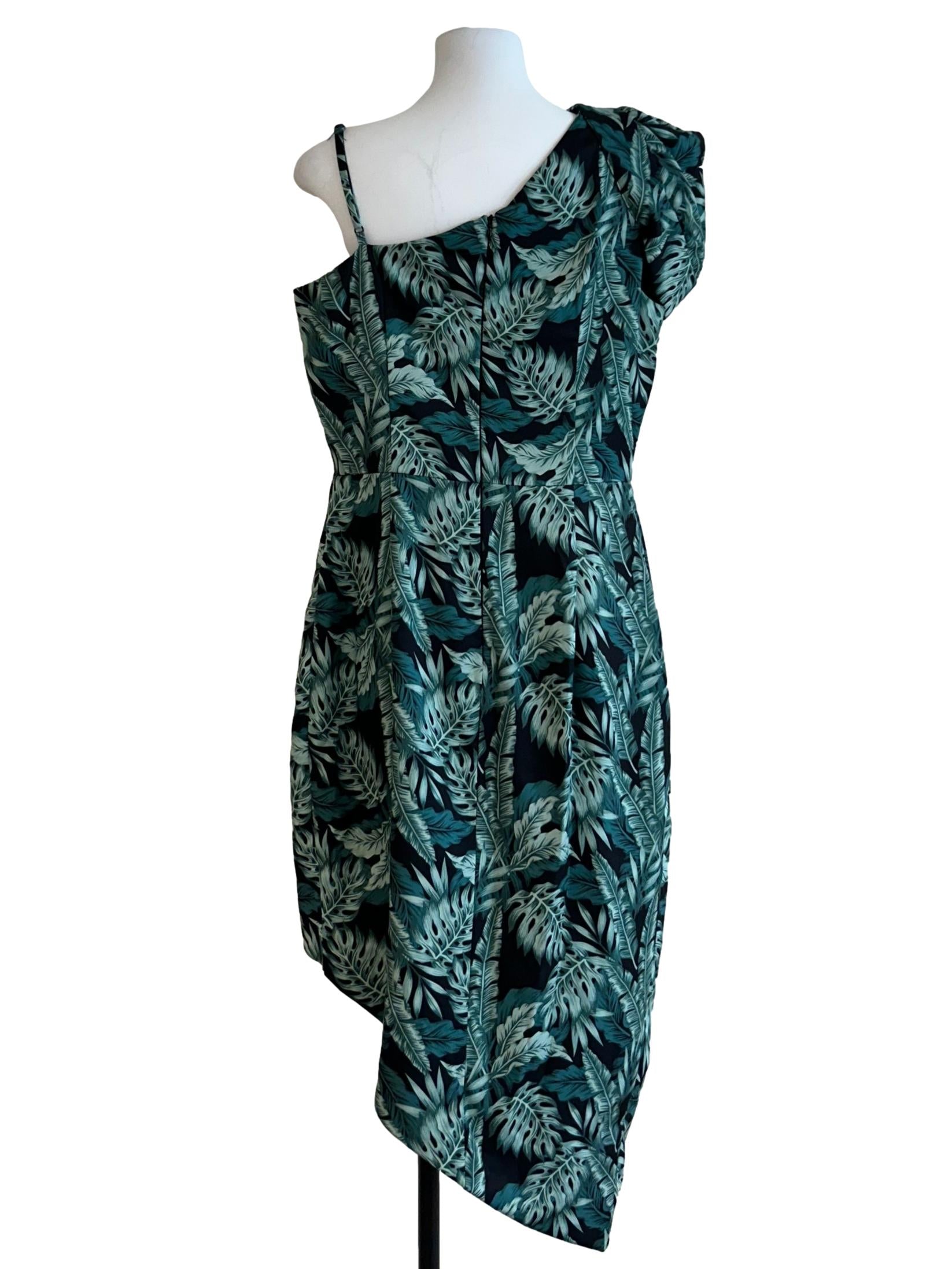 Green Basil Leaf Print Dress