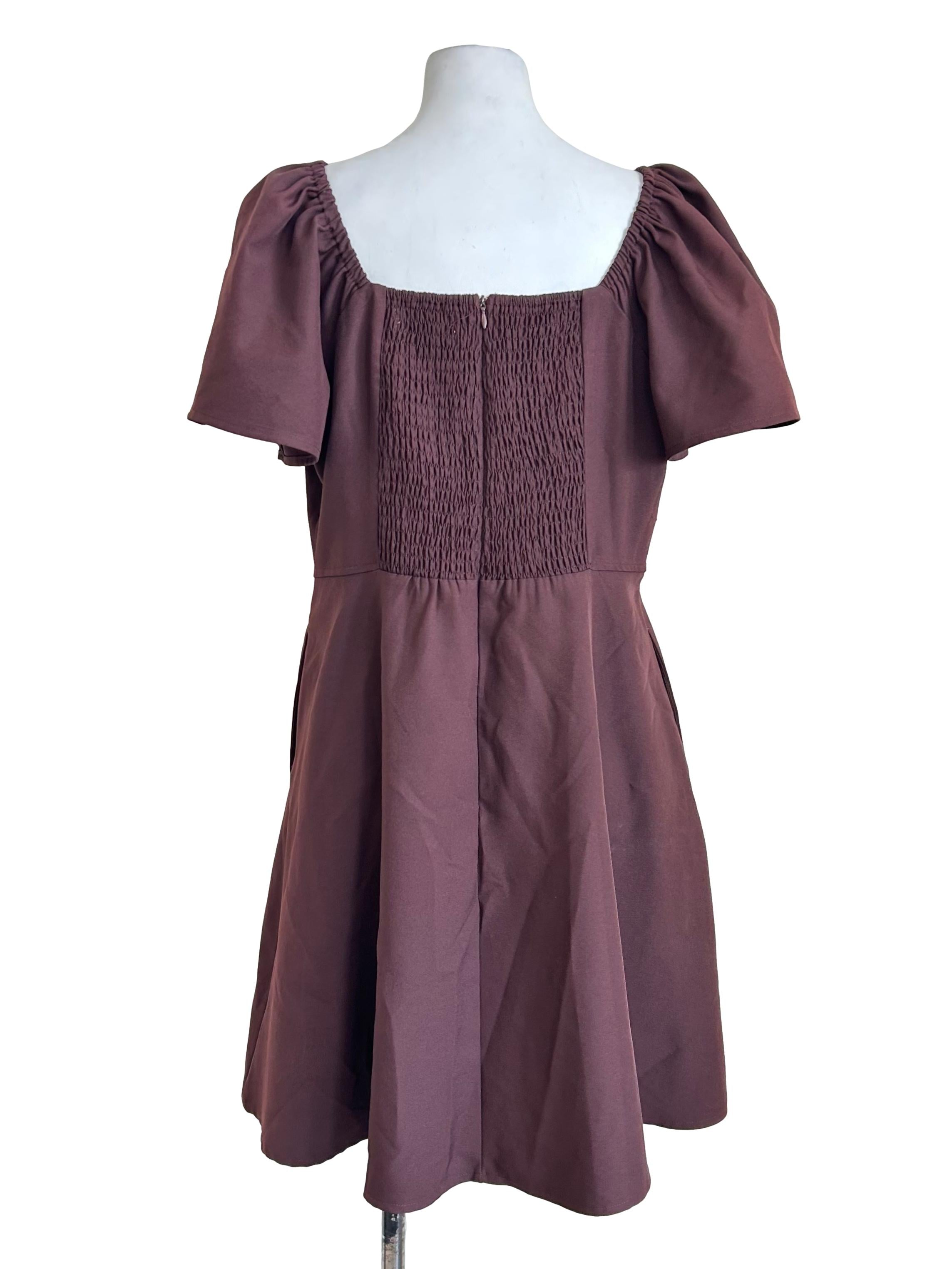 Grape Purple Button Front Flare Dress