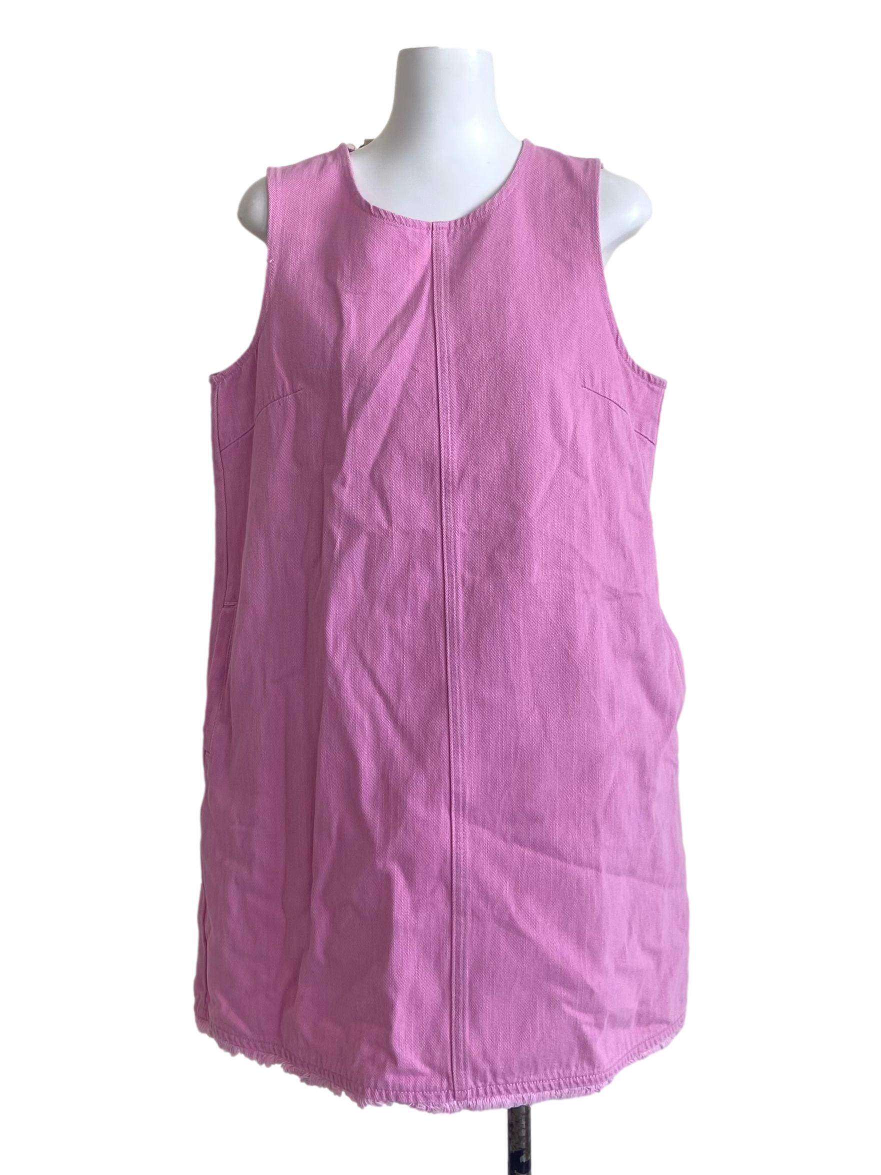 Bubblegum Pink Sleeveless Shift Denim Dress