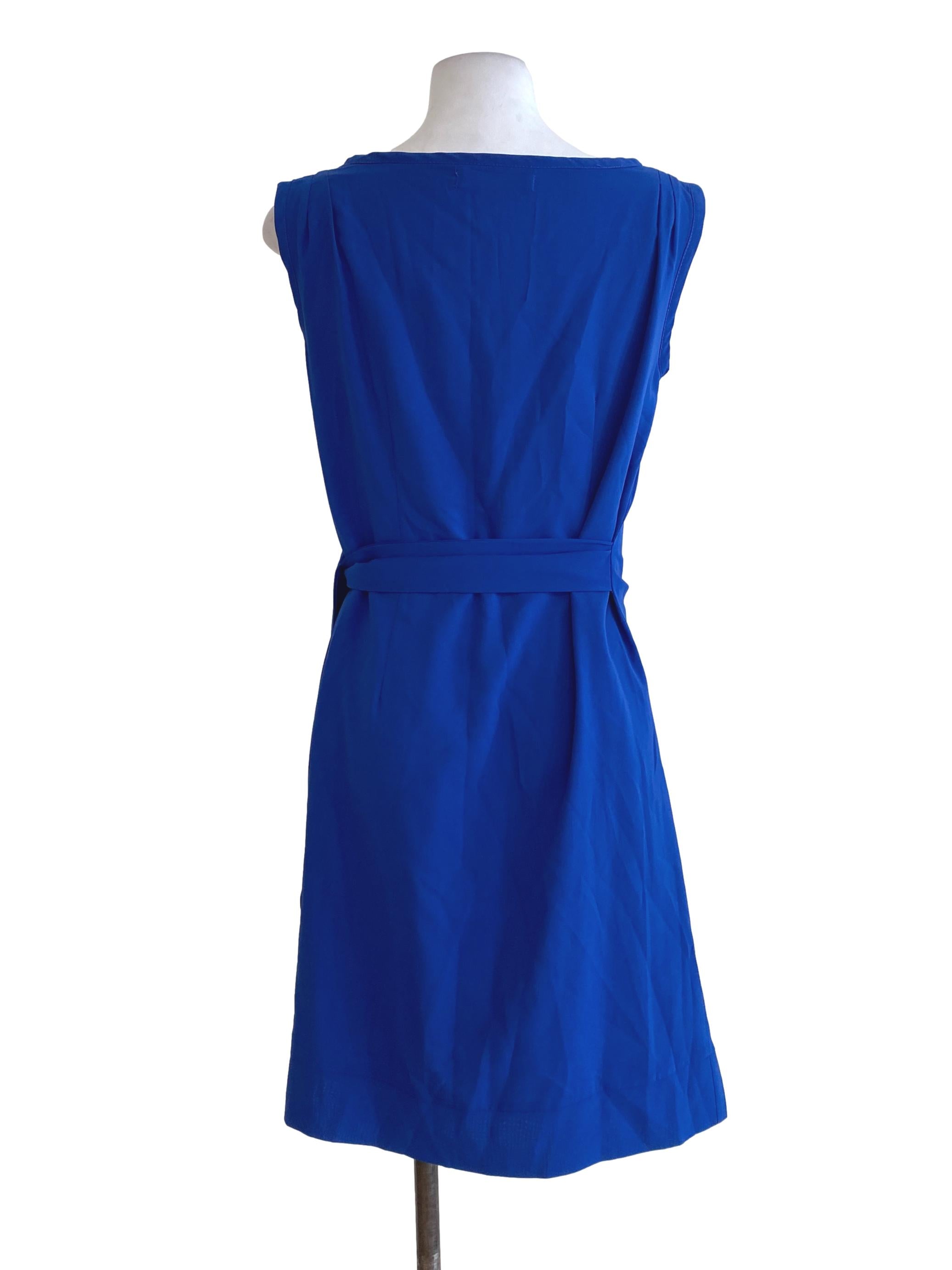Blue Sabrina Neck Dress
