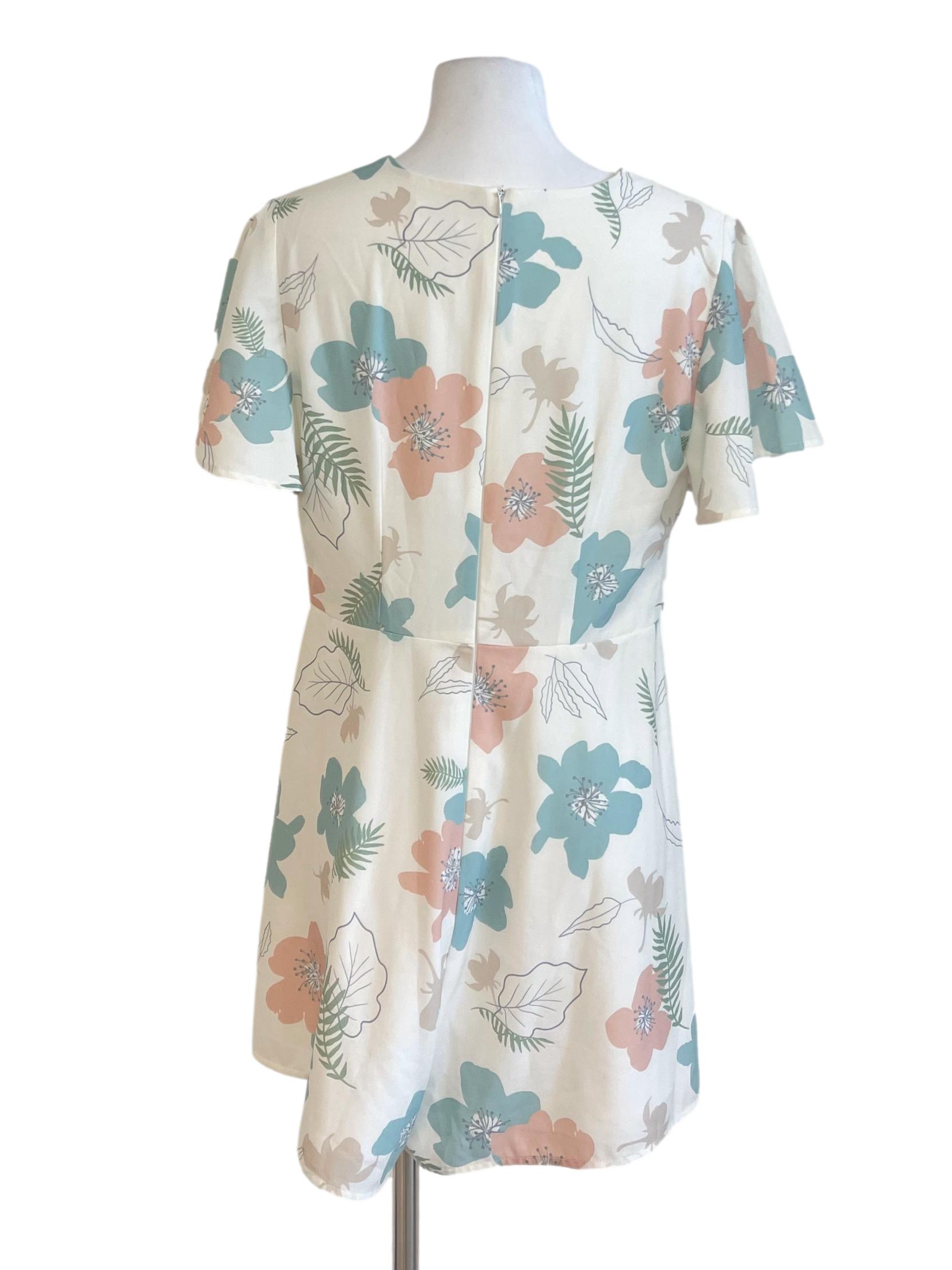 White Summer Floral V Neck Short Sleeve Rompers