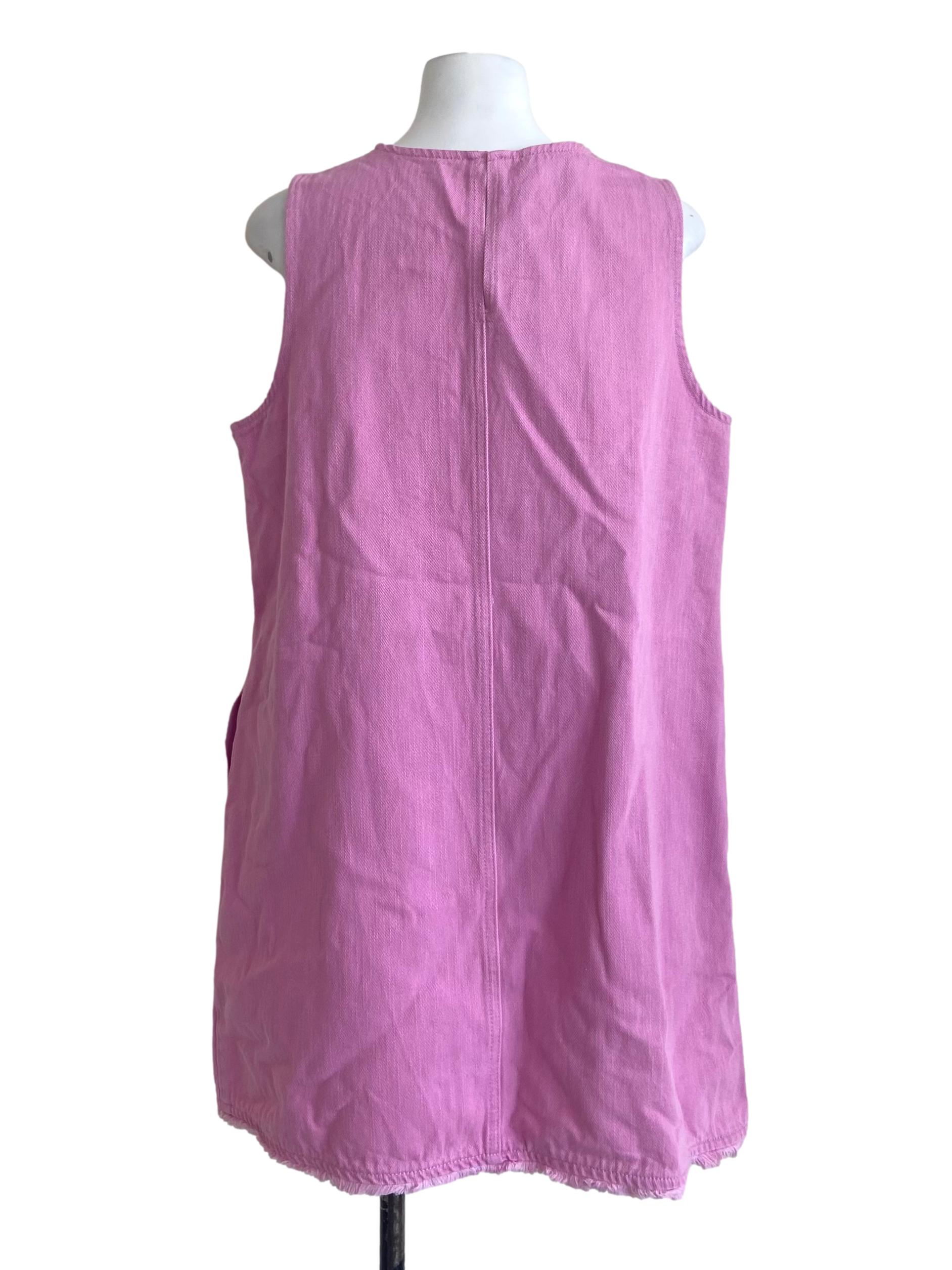 Bubblegum Pink Sleeveless Shift Denim Dress