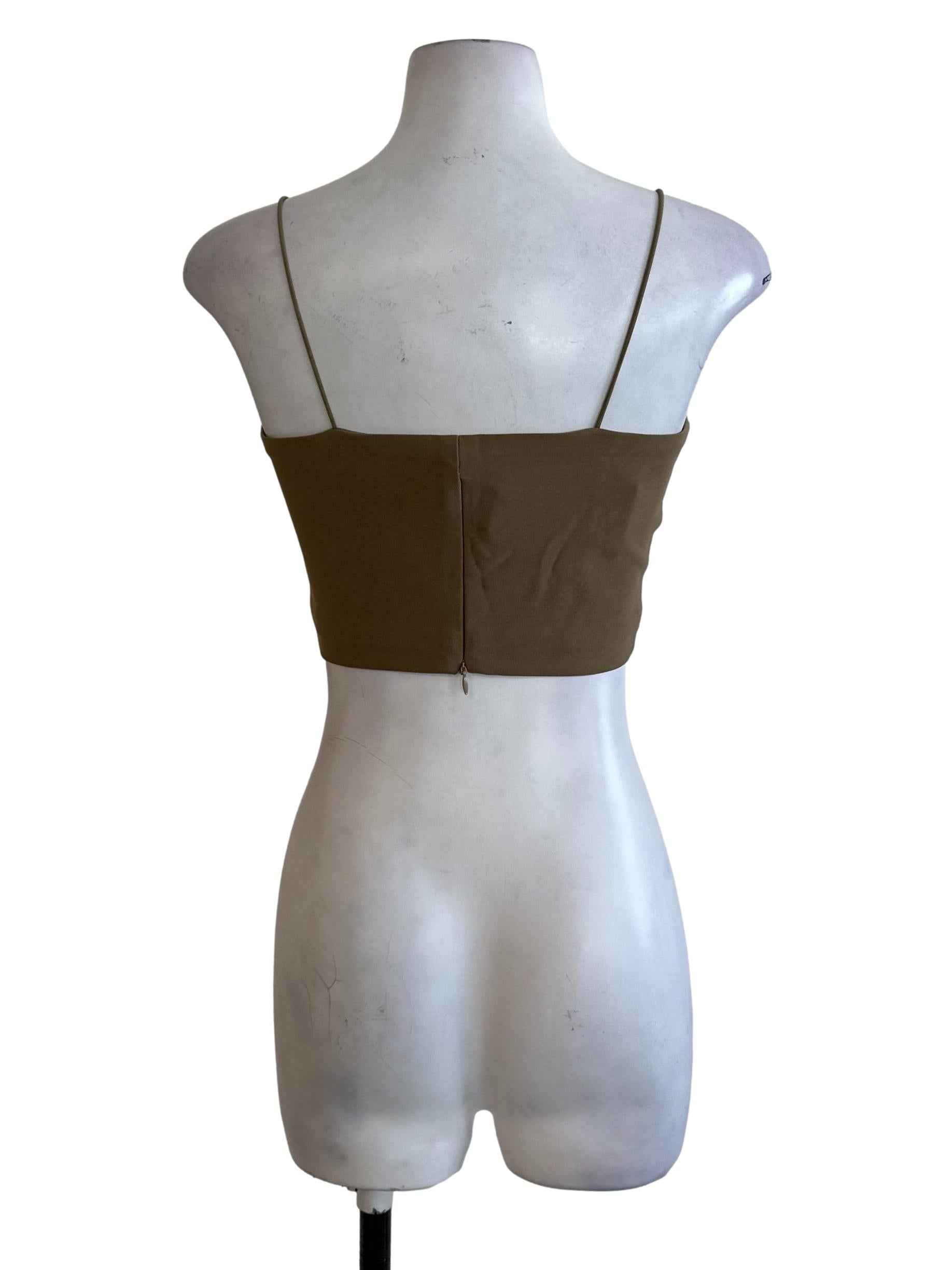 Olive Brown Spaghetti Strap Square Neck Top