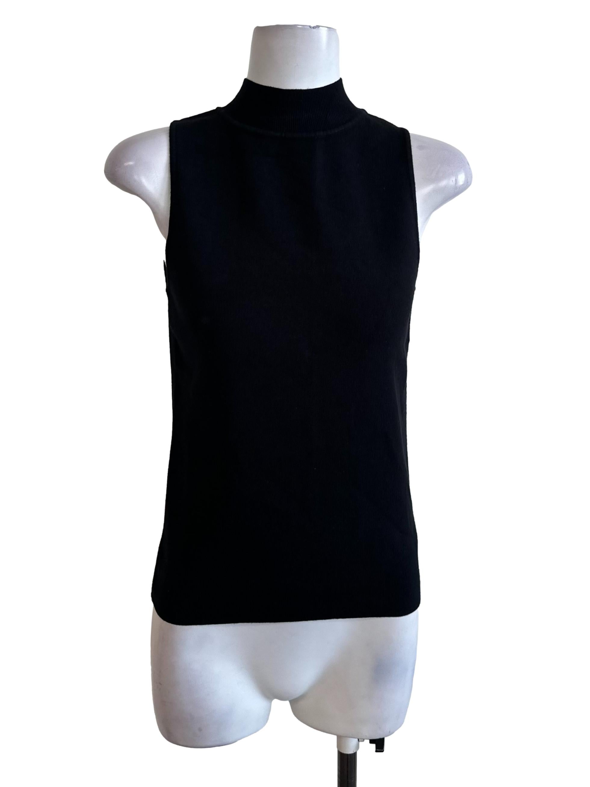 Onyx Black High Neck Knit Top